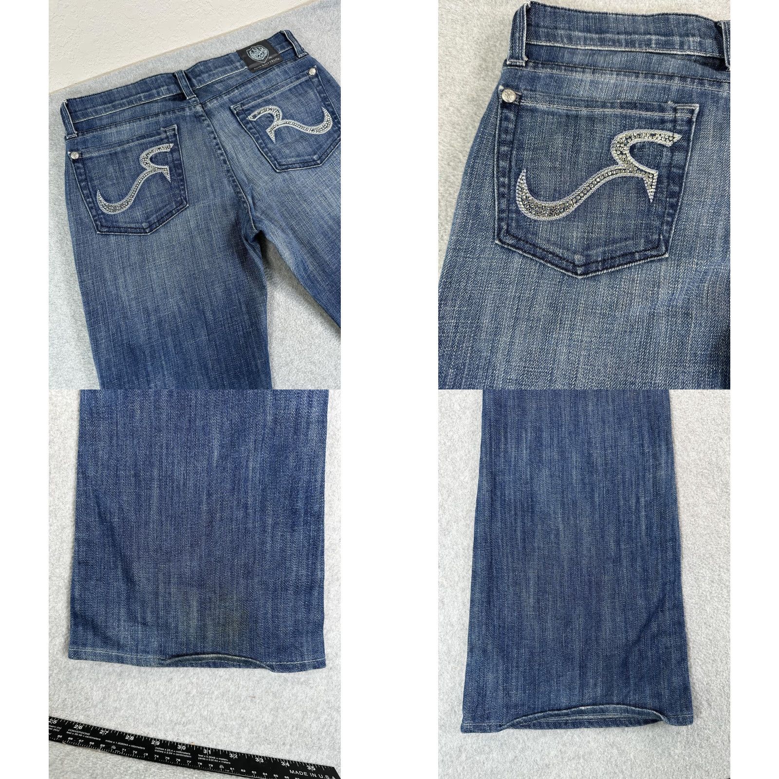 Vintage Rock & Republic Jeans Womens 27 Blue Bootcut Rhinestone Denim Medium Wash Size 27" / US 4 / IT 40 - 8 Thumbnail
