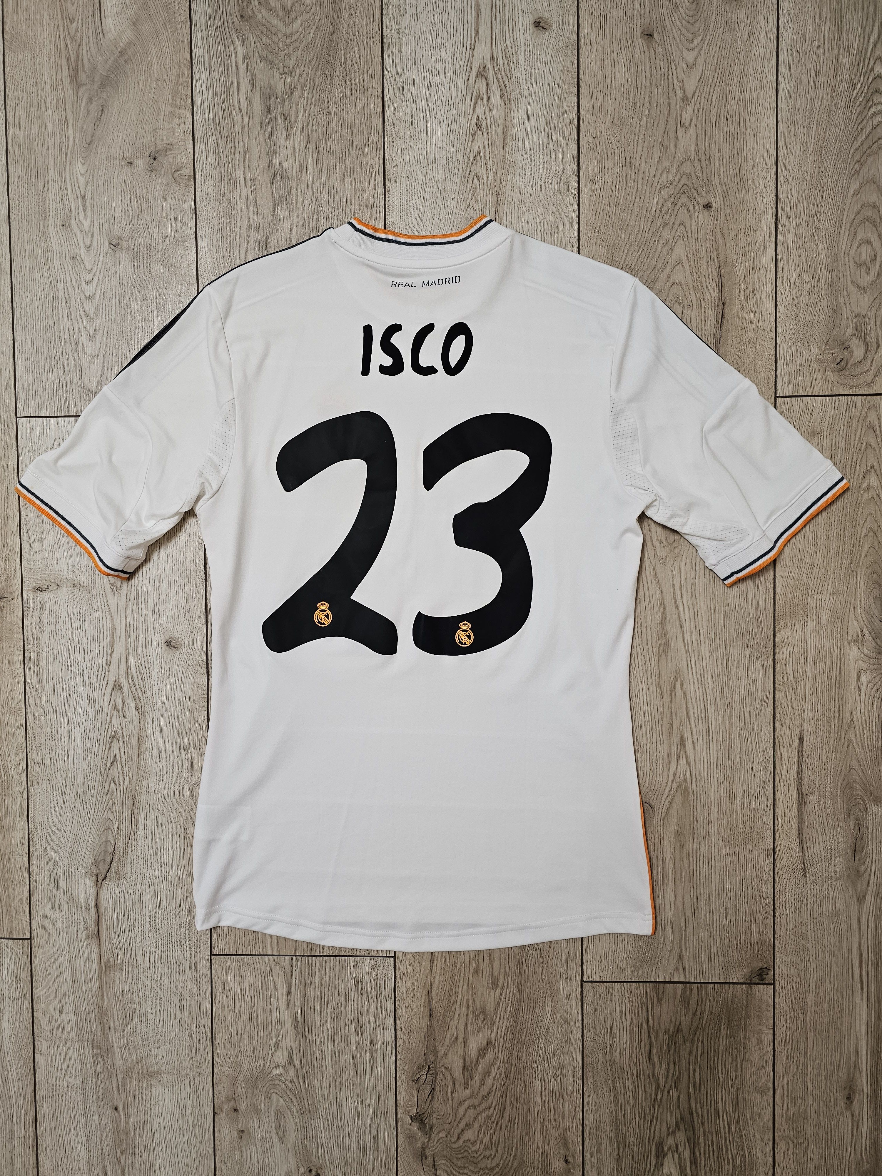 image of Adidas x Real Madrid 2013 2014 Home Isco Football Shirt Soccer Jersey in White, Men's (Size Small)