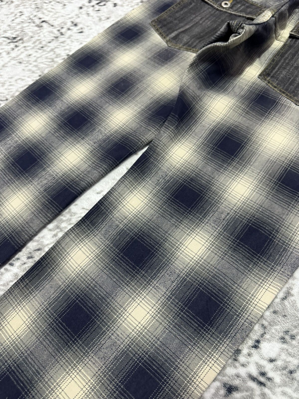 Junya Watanabe Kittle Japan Hybrid Shadow Plaid Overdyed Denim Loose jeans Size US 34 / EU 50 - 10 Thumbnail