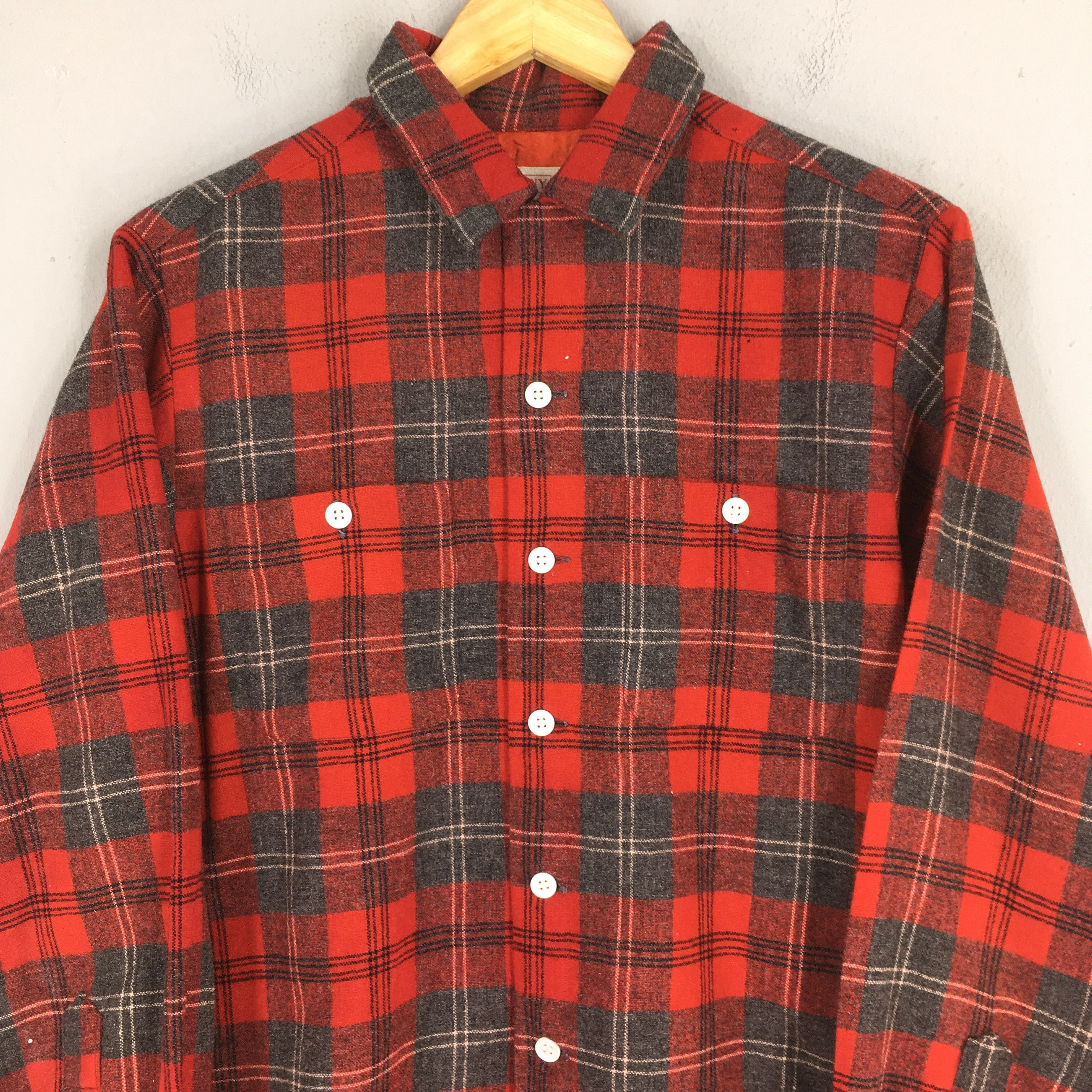 Vintage Vintage 1980s Tartan Checkered Red Flannel Shirt Medium Size US M / EU 48-50 / 2 - 2 Thumbnail