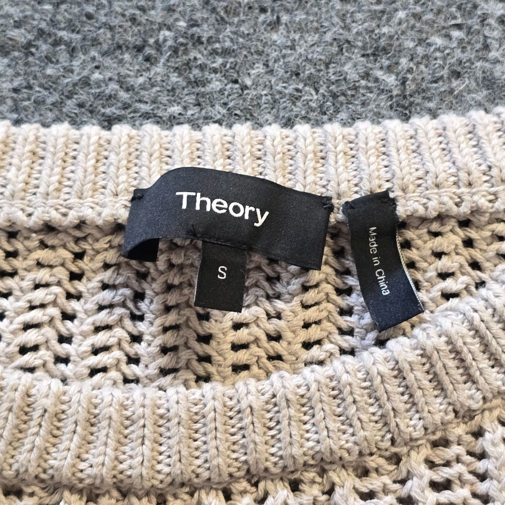 Theory Theory Sweater Womens Small Beige Open Knit Long Sleeve Crew Neck Casual Pullover Knit Cotton Classic/Fitted Sleeve Beachy Capsule Winter Fall Size S / US 4 / IT 40 - 3 Thumbnail