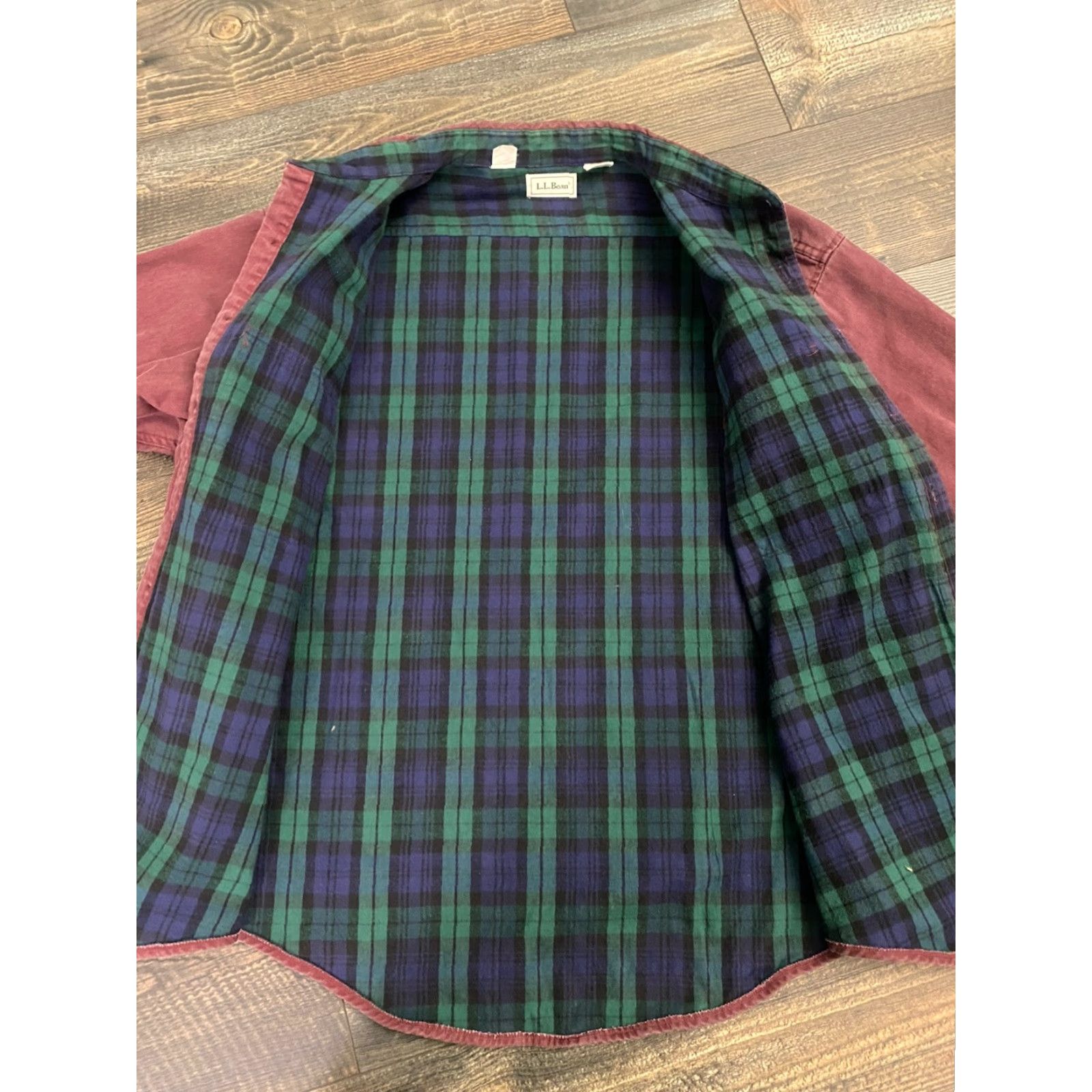 Vintage VINTAGE L.L.Bean Mens Shacket Barn Chore Shirt Jacket Burgundy 2XL Button-Up Long Sleeve Cotton Canvas Lined Pockets Winter Fall Spring Retro Size US XXL / EU 58 / 5 - 7 Thumbnail