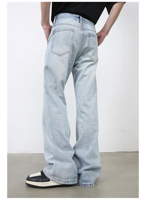 Japanese Brand Washed light blue men's loose straight-leg flared jeans Size US 32 / EU 48 - 6 Thumbnail