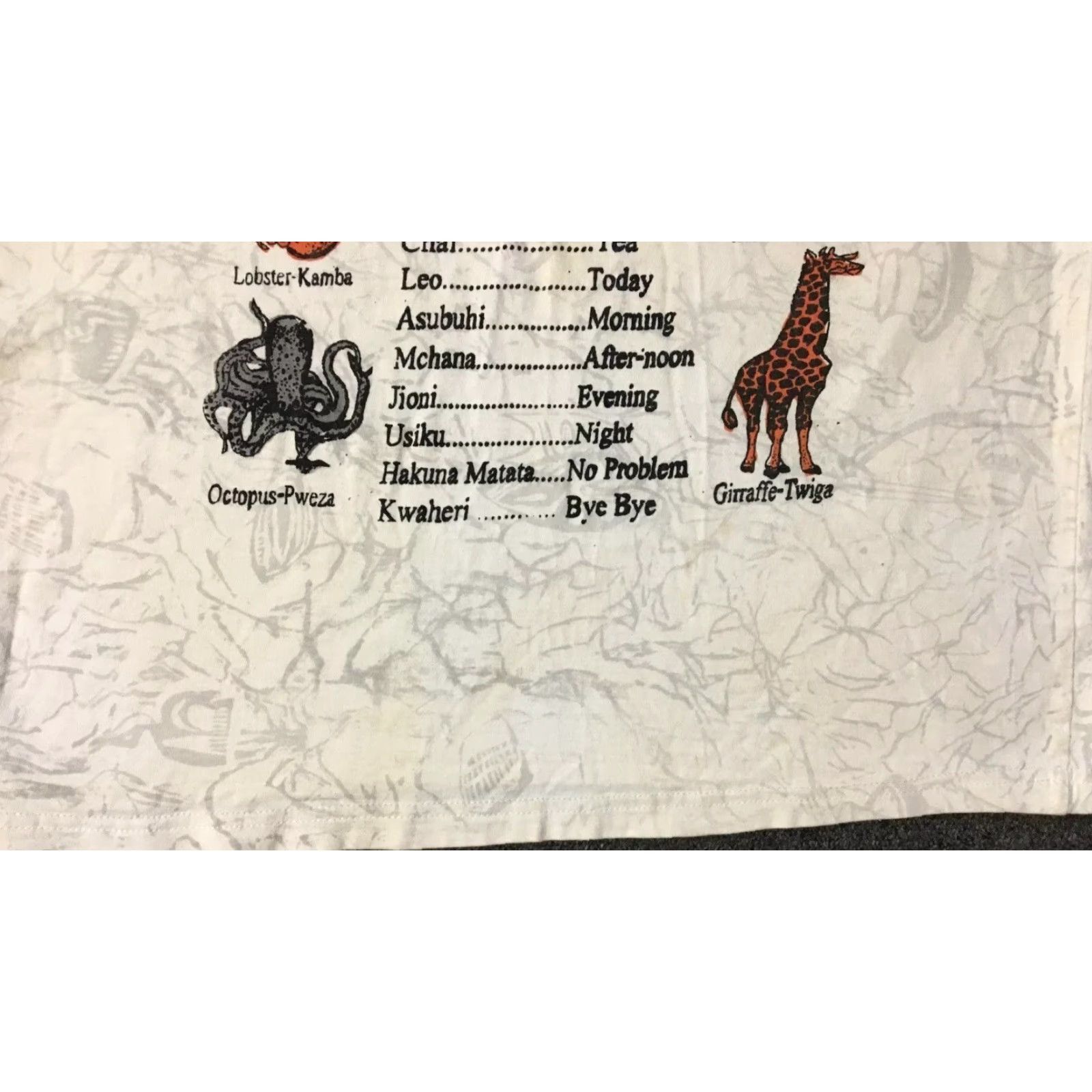 Vintage VINTAGE 90s Tanzania Learn Swahili Faded All Over Print Shirt S Men White 80s 90s Grunge Animals Africa Safari Graphic Tee Size US S / EU 44-46 / 1 - 4 Thumbnail