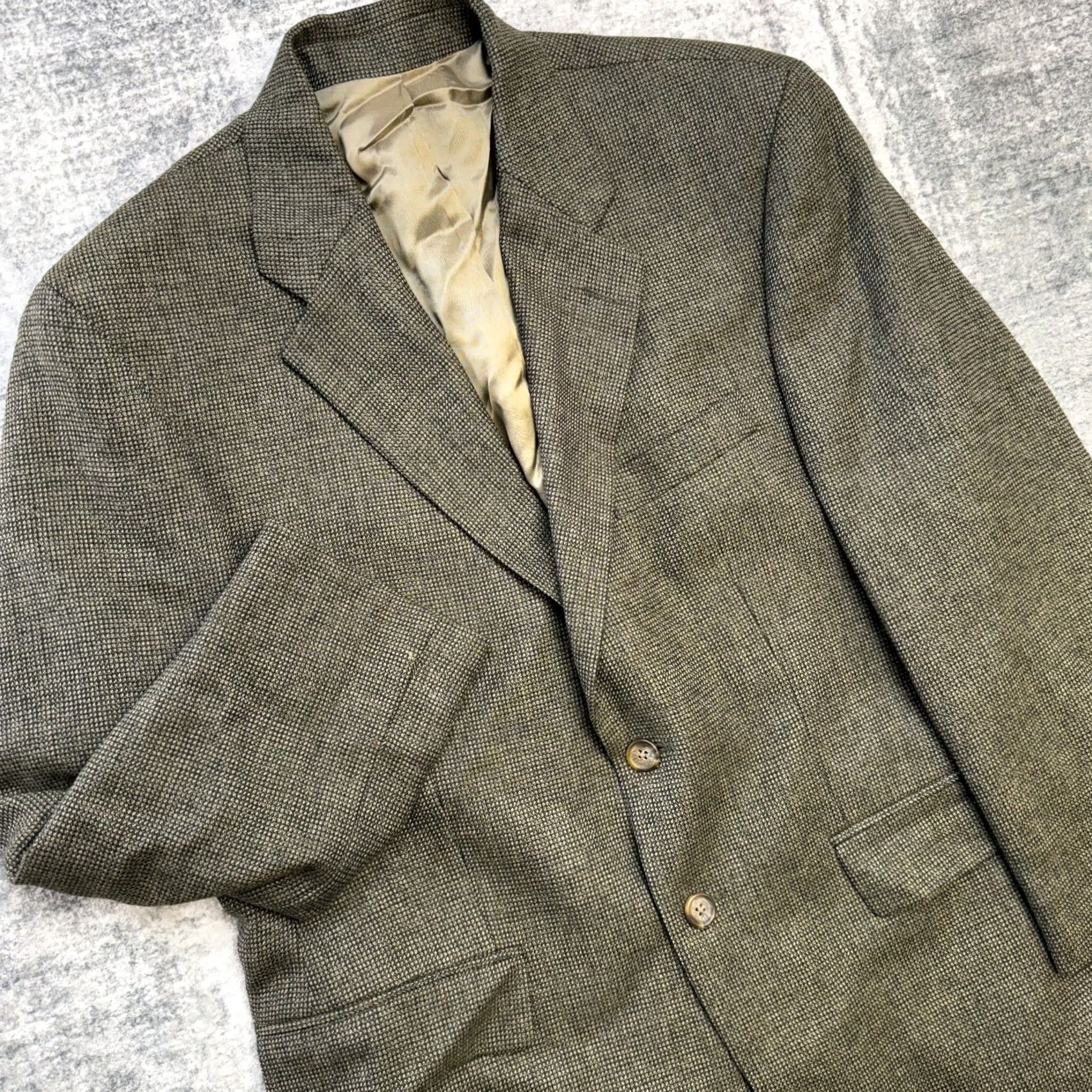 Chaps VTG Chaps Blazer Jacket Mens 40S Wool Nailhead Green Notch Lapel Single-Breasted Four-Button Front 2-Button Front Size 40R - 2 Thumbnail