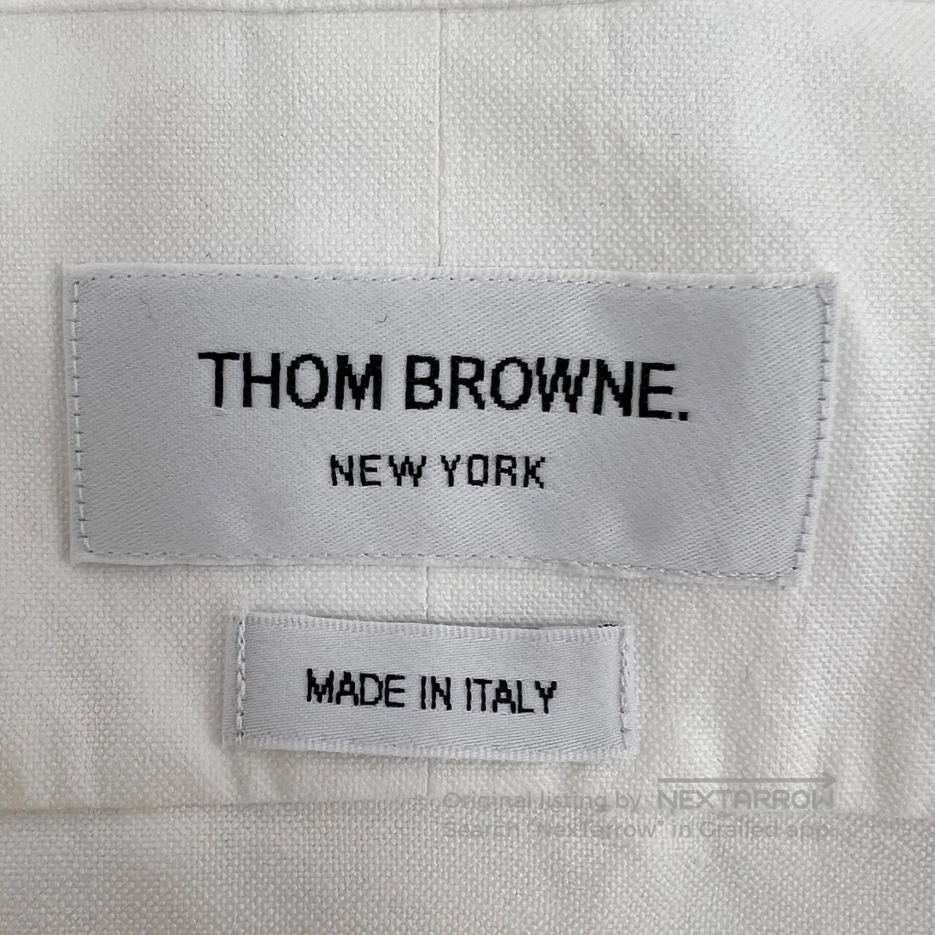 Thom Browne Thom Browne White classic four-stripe cotton collar long-s Size US L / EU 52-54 / 3 - 7 Thumbnail