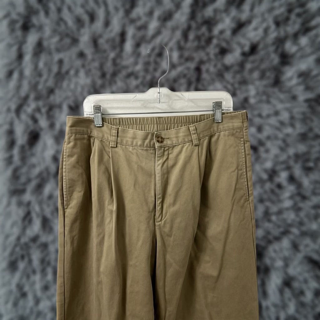 Vintage LL Bean Flannel Lined Pants Mens Size 36x32 Tan Beige Chino Comfort Waist Pleated Pockets Insulated Vintage No Size US 35 - 1 Thumbnail