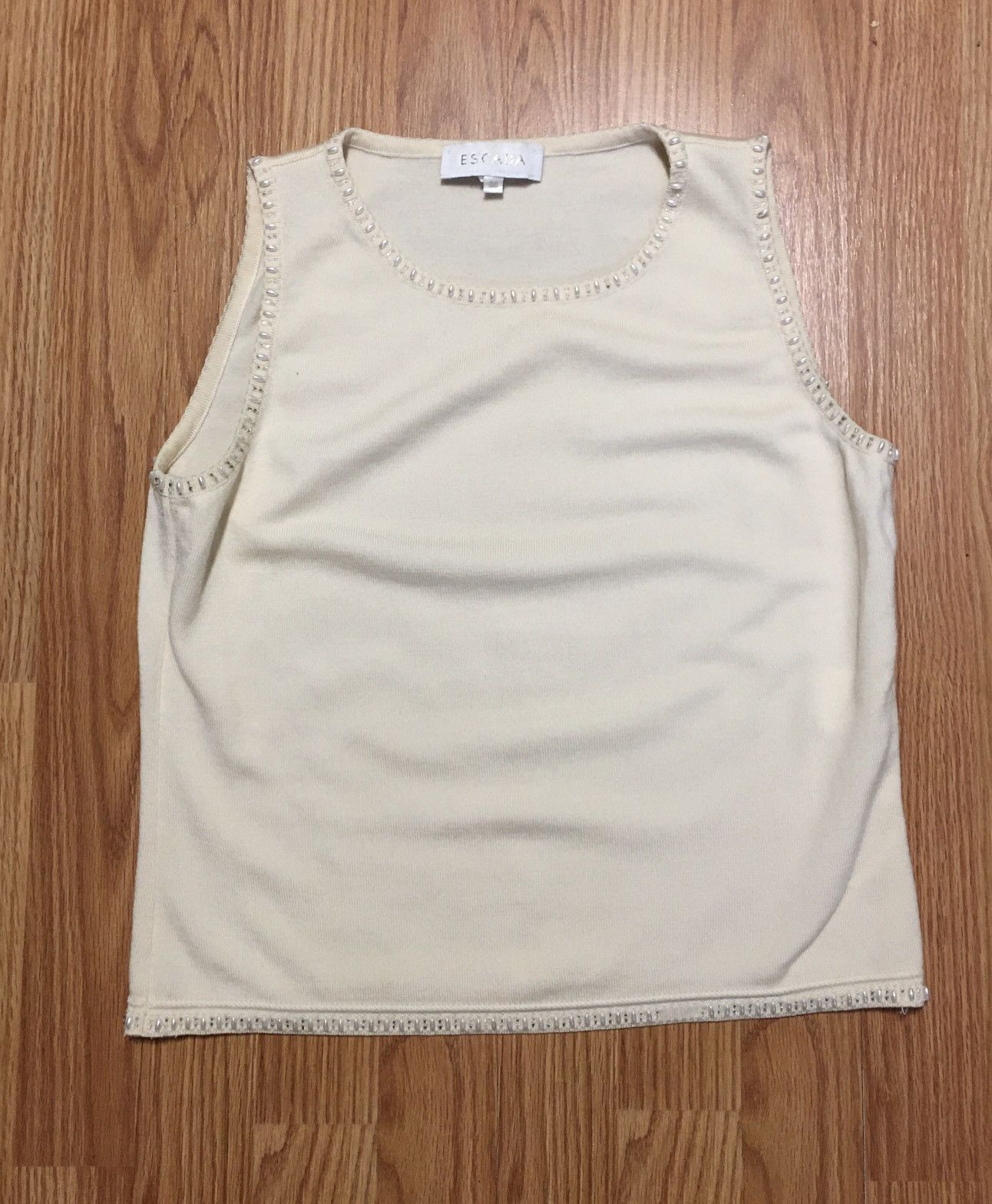 Escada ESCADA Beige Pure Wool Sleeveless Knit Top Size EU 38 Size S / US 4 / IT 40 - 7 Thumbnail