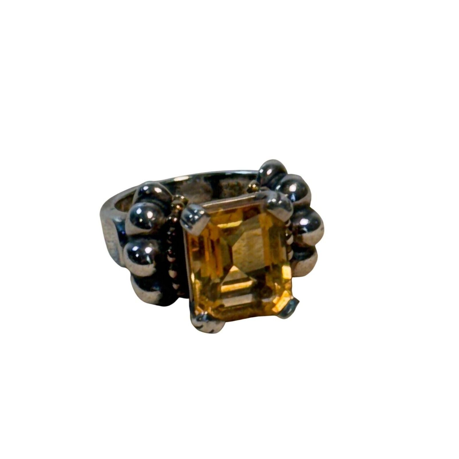Other LAGOS CAVIAR Sterling Silver & 18K Gold Emerald Cut CITRINE Size ONE SIZE - 14 Thumbnail