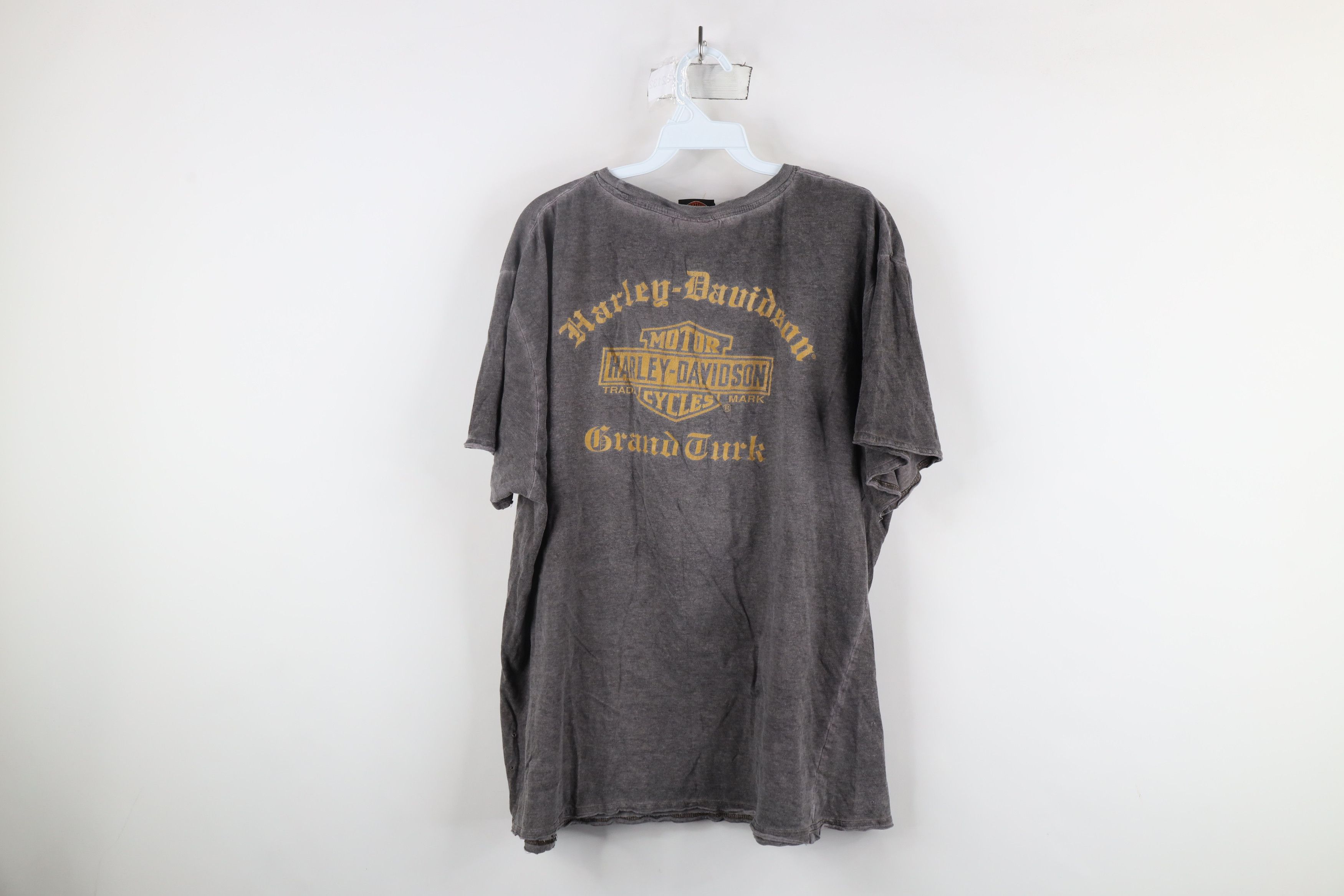 Harley Davidson × Vintage Vintage Harley Davidson Thin Skull Pirate Acid Wash T-Shirt Size US XL / EU 56 / 4 - 12 Thumbnail