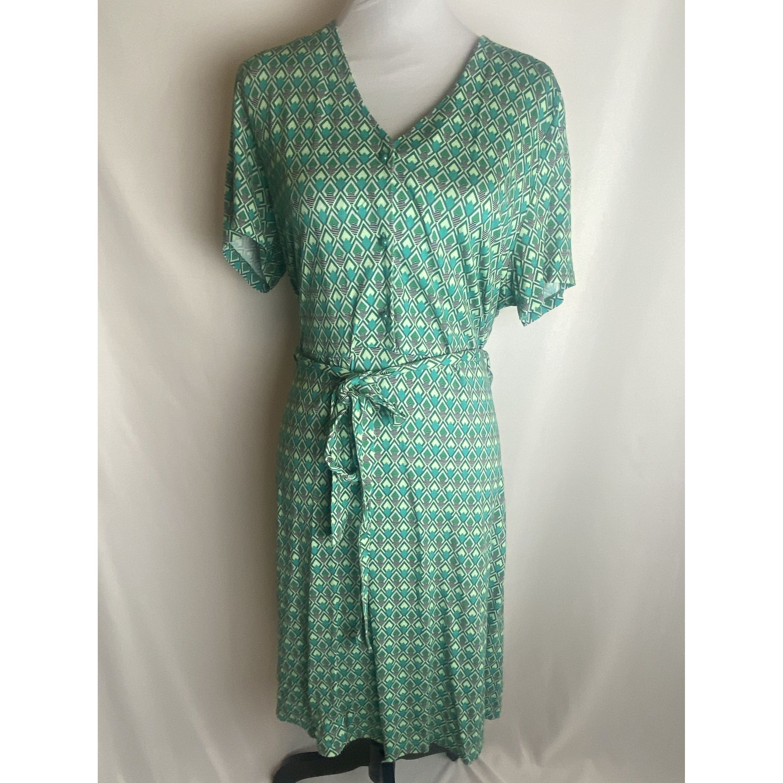 Designer Smashed Lemon 60s Dani Vintage-Inspired Green Geometric Dres Size XXL / US 16-18 / IT 52-54 - 5 Thumbnail