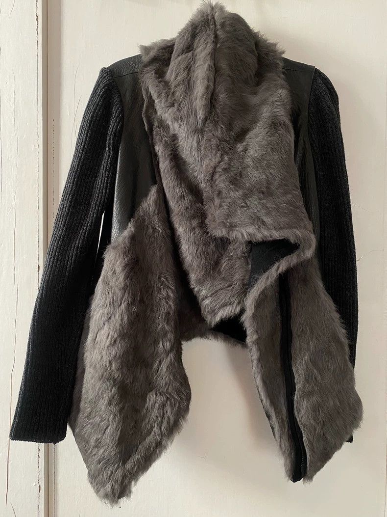 Helmut Lang helmut lang Rabbit shearling spliced knitted jacket 2504-N Size ONE SIZE - 1 Thumbnail
