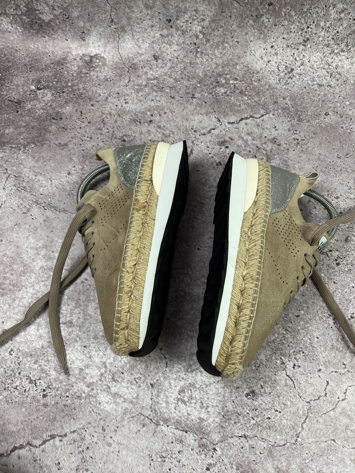 Hogan Hogan Rebel Beige Suede Espadrille Platform Sneakers Luxury Size US 8 / IT 38 - 8 Thumbnail