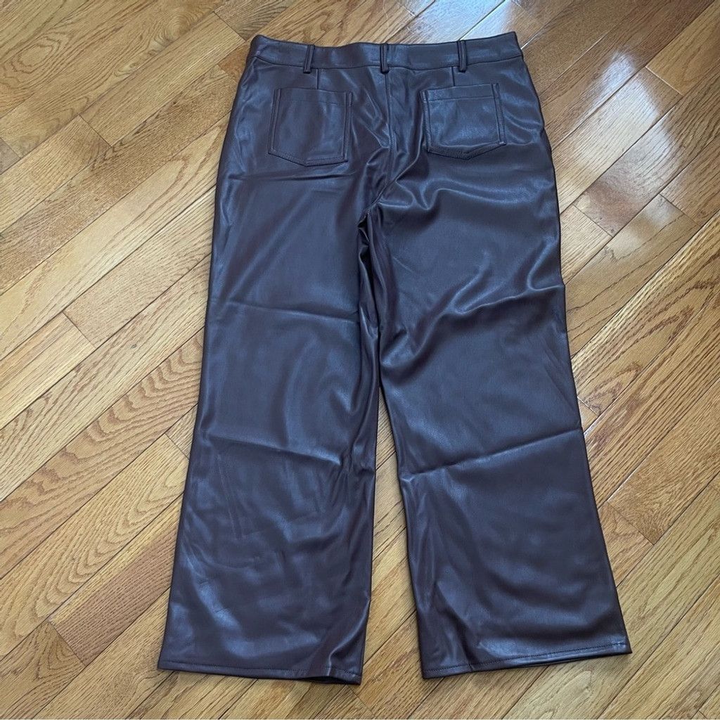 Other Miss Selfridge Faux Leather wide leg pants high waisted 12P Size 34" / US 12 / IT 48 - 4 Thumbnail