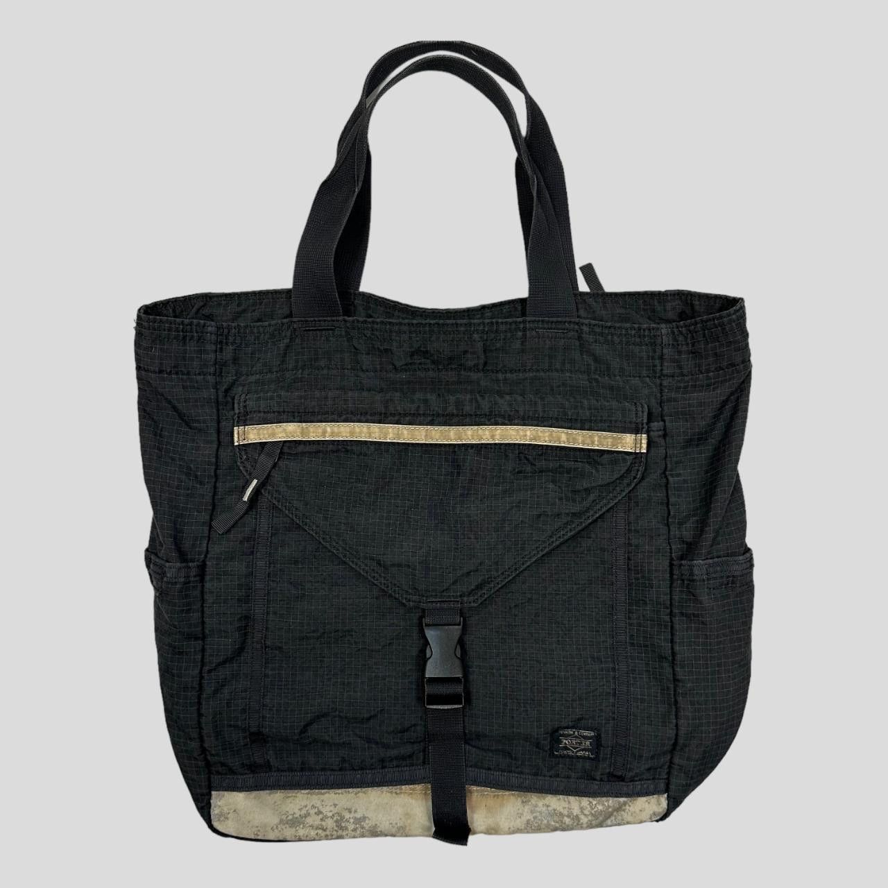 image of Porter 00’S Nylon Ripstop Grid Multipocket Tote Bag in Black, Men's