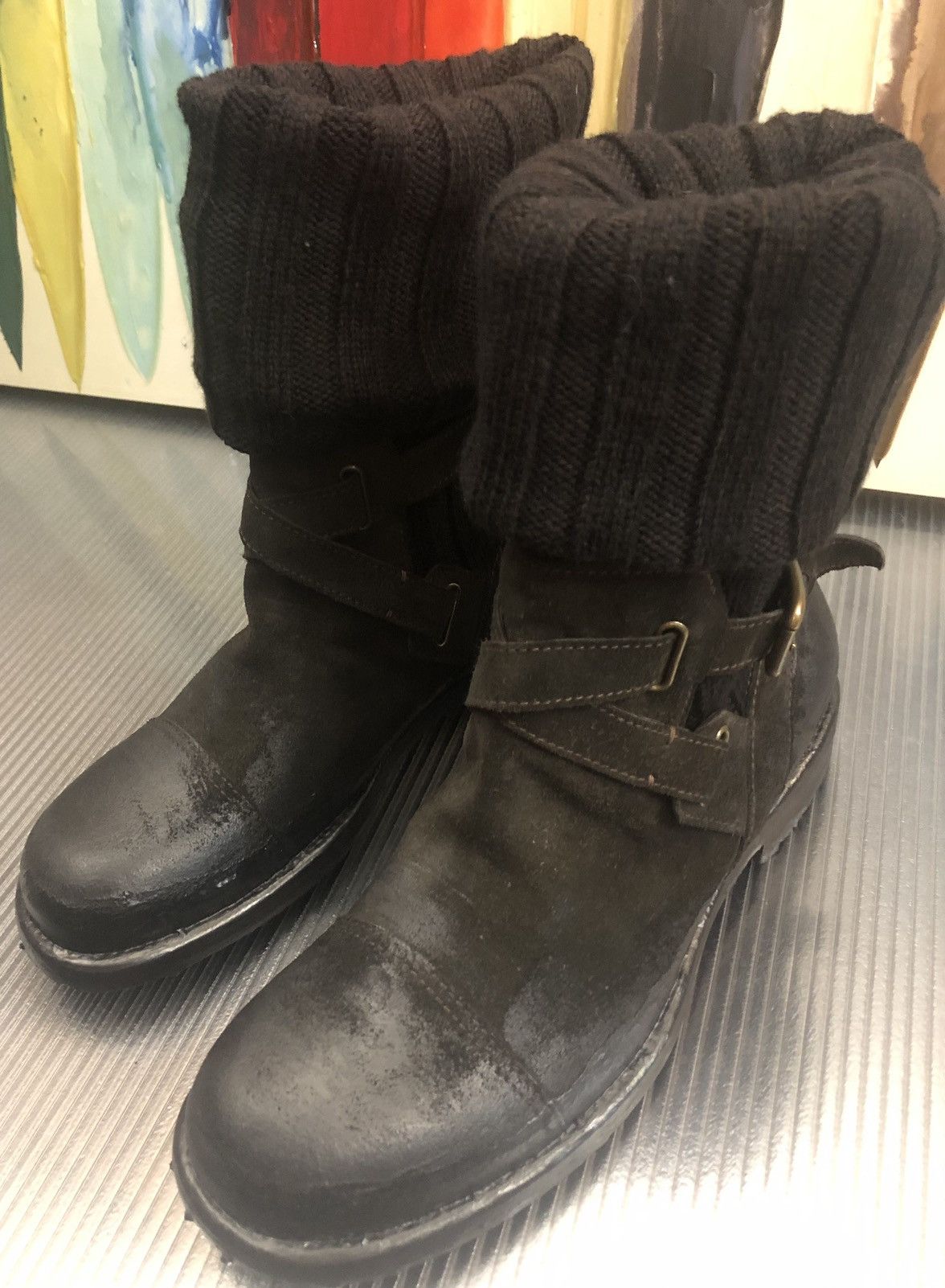 Dolce and Gabbana 🇮🇹 oiled suede wool sock Alpine boot 10 NEW