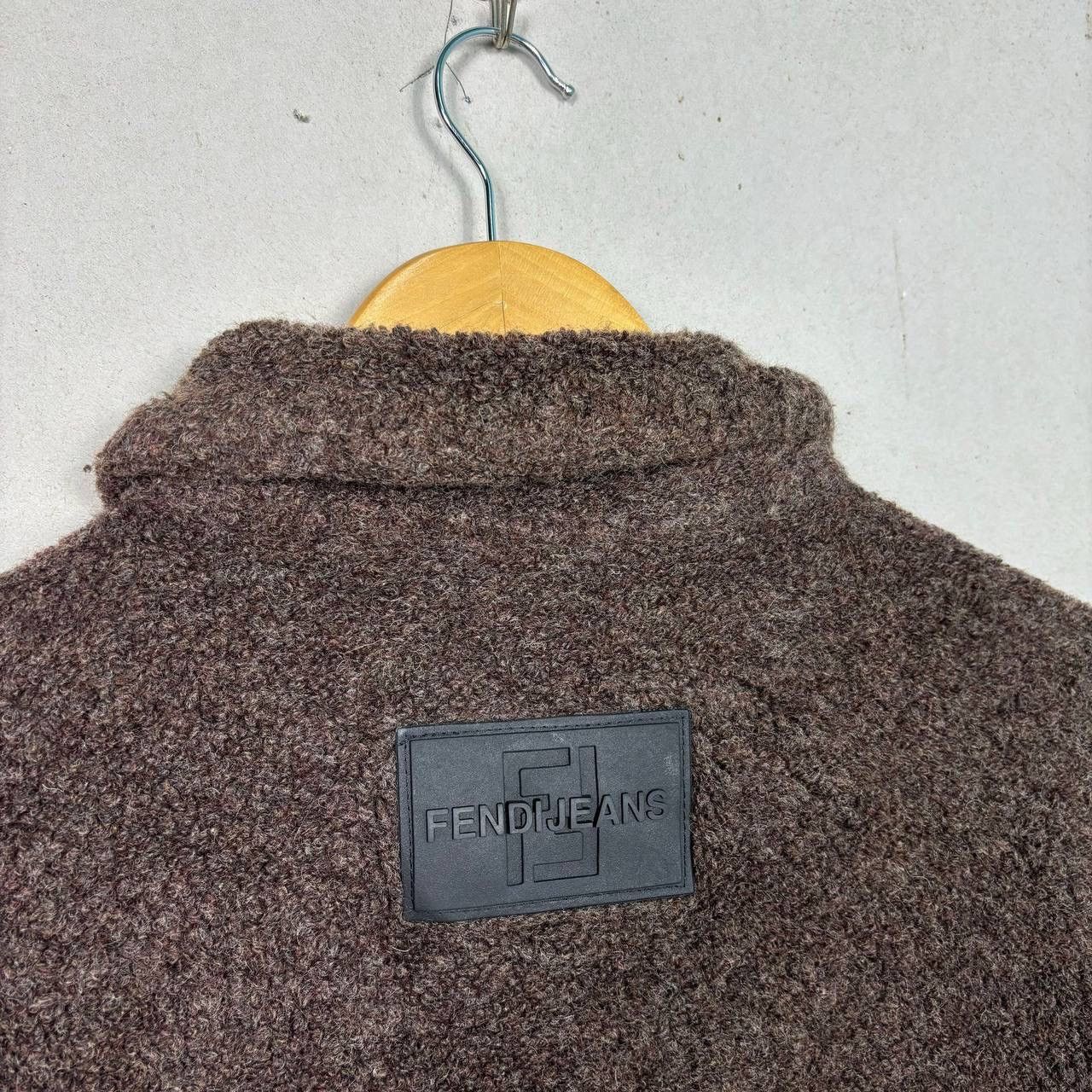 Fendi Vtg 90s FENDI Jeans Teddy Fleece Jacket Brown Wool Size 42 Size US L / EU 52-54 / 3 - 8 Thumbnail