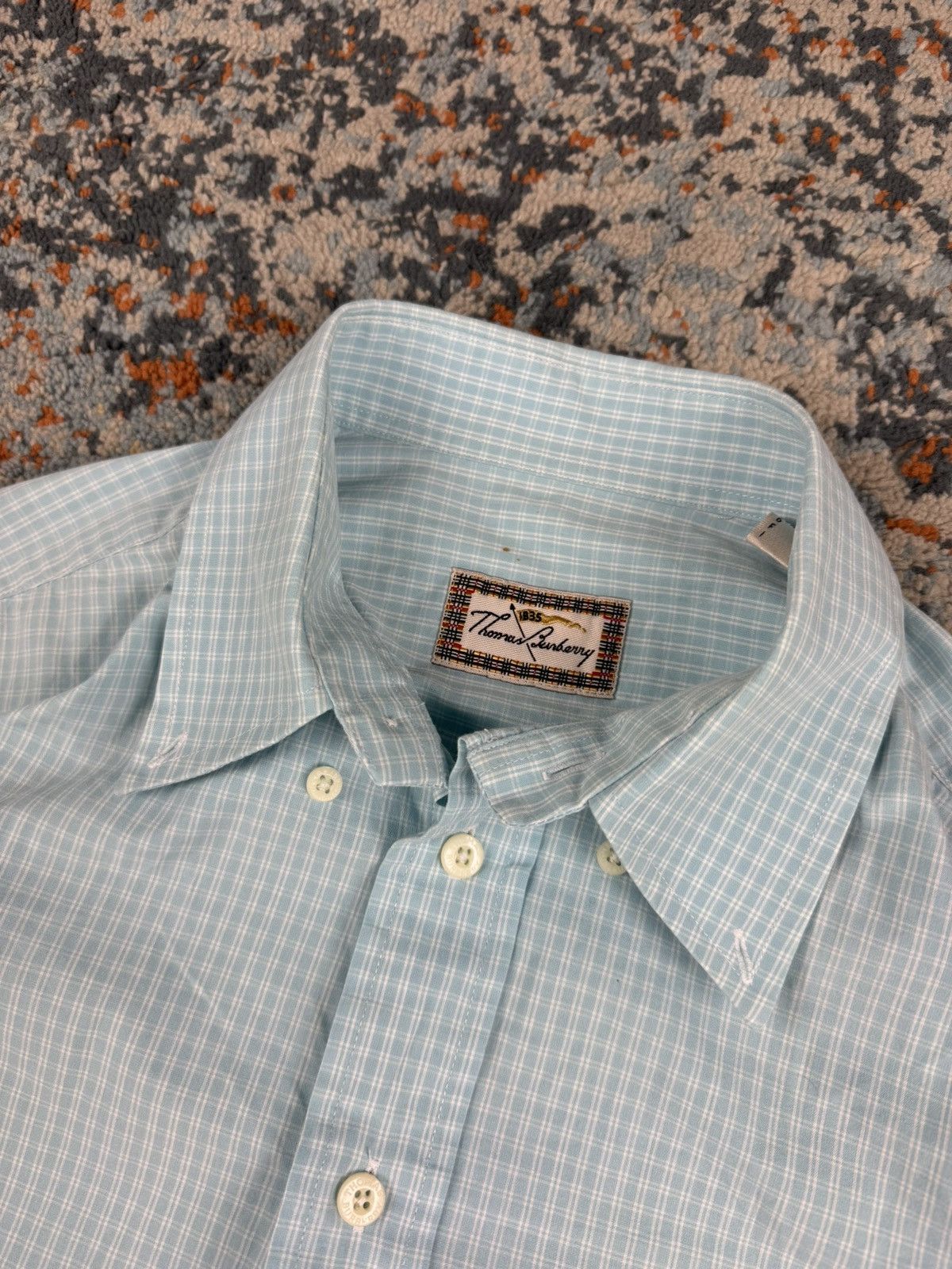 The Kooples Vintage 90s Thomas Burberry baby blue short sleeve shirt Size US M / EU 48-50 / 2 - 11 Thumbnail