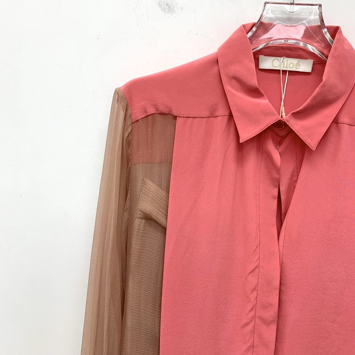 Chloe Chloe Color-blocked Silk Collared Long Sleeve Shirt K26WX Size S / US 4 / IT 40 - 3 Thumbnail