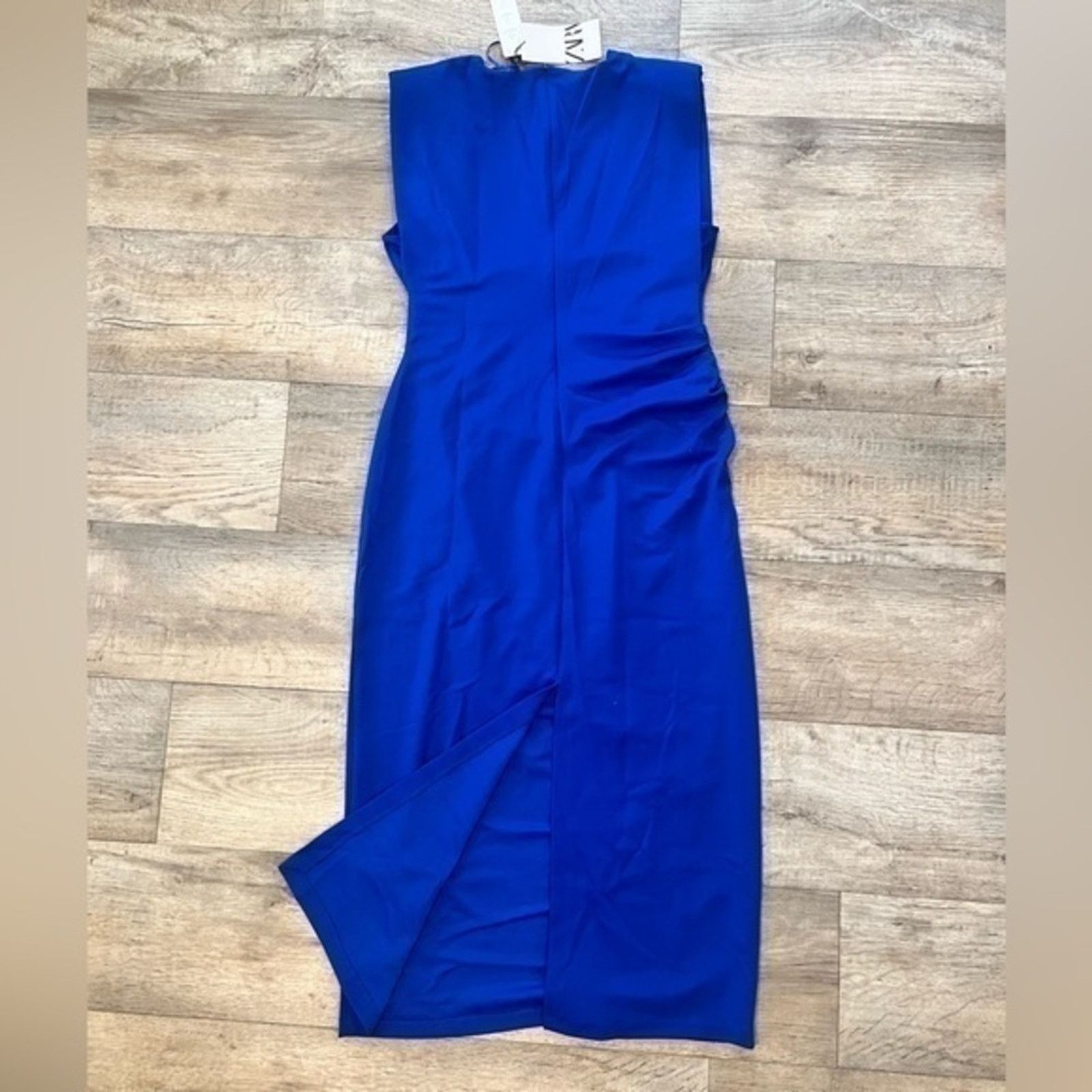 Zara ZARA Blue Shoulder Pad Midi Dress NWT Size M / US 6-8 / IT 42-44 - 21 Thumbnail