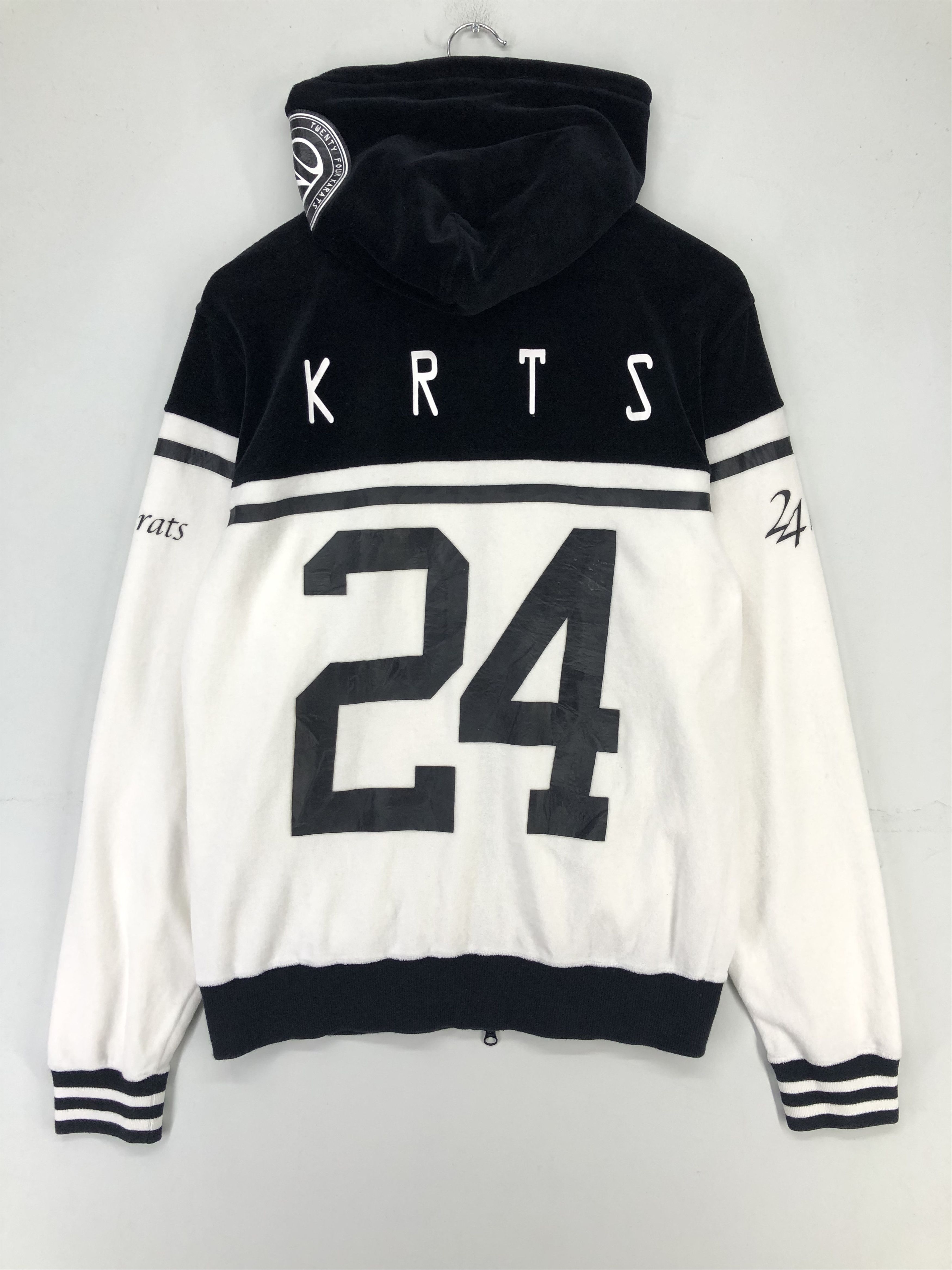 Japanese Brand 24karats Velour Full-Zip Track Jacket In Black And White Size US M / EU 48-50 / 2 - 2 Thumbnail