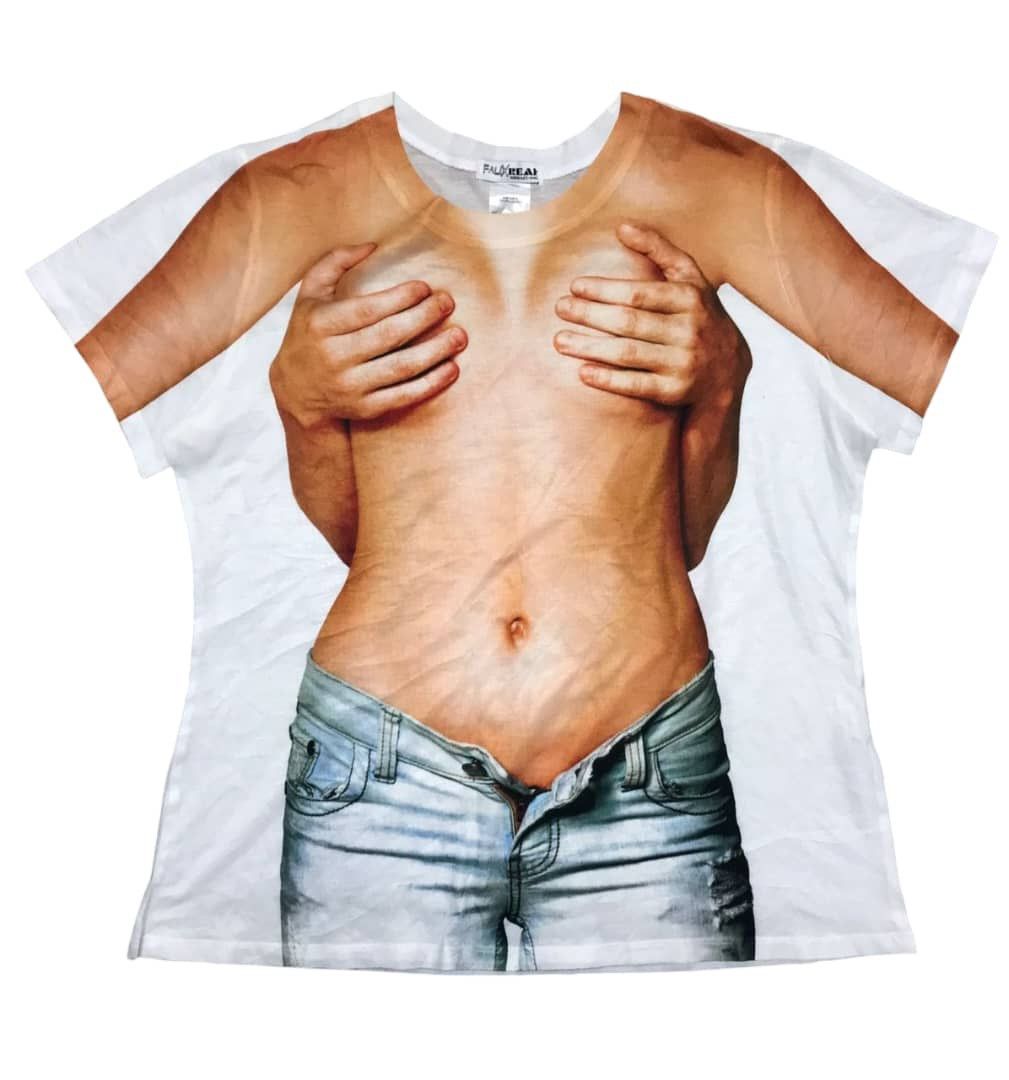 Vintage FAUXREAL Sexy Girl Big Print Ovp Shirt Rare Size XL / US 12-14 / IT 48-50 - 1 Thumbnail