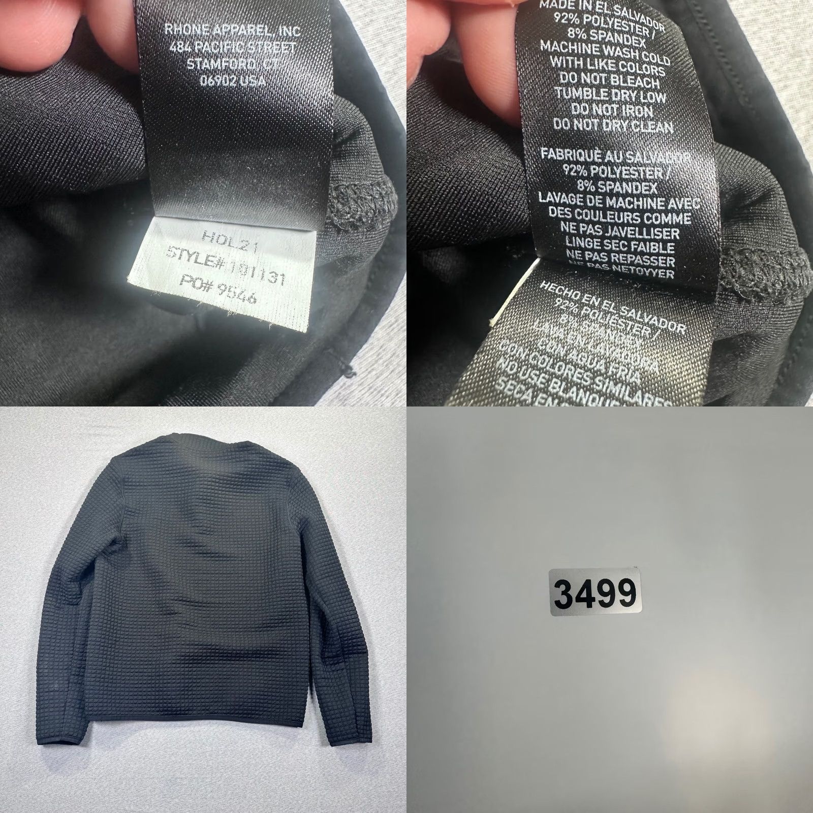 Rhone Rhone Bolinas Quilted Snap Pullover Mens Medium Black Textured Performance Top Size US M / EU 48-50 / 2 - 8 Thumbnail