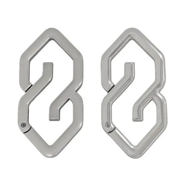 Jewelry Silver Geometric Metal Carabiner Clips, Keychain Hooks Size ONE SIZE - 6 Thumbnail
