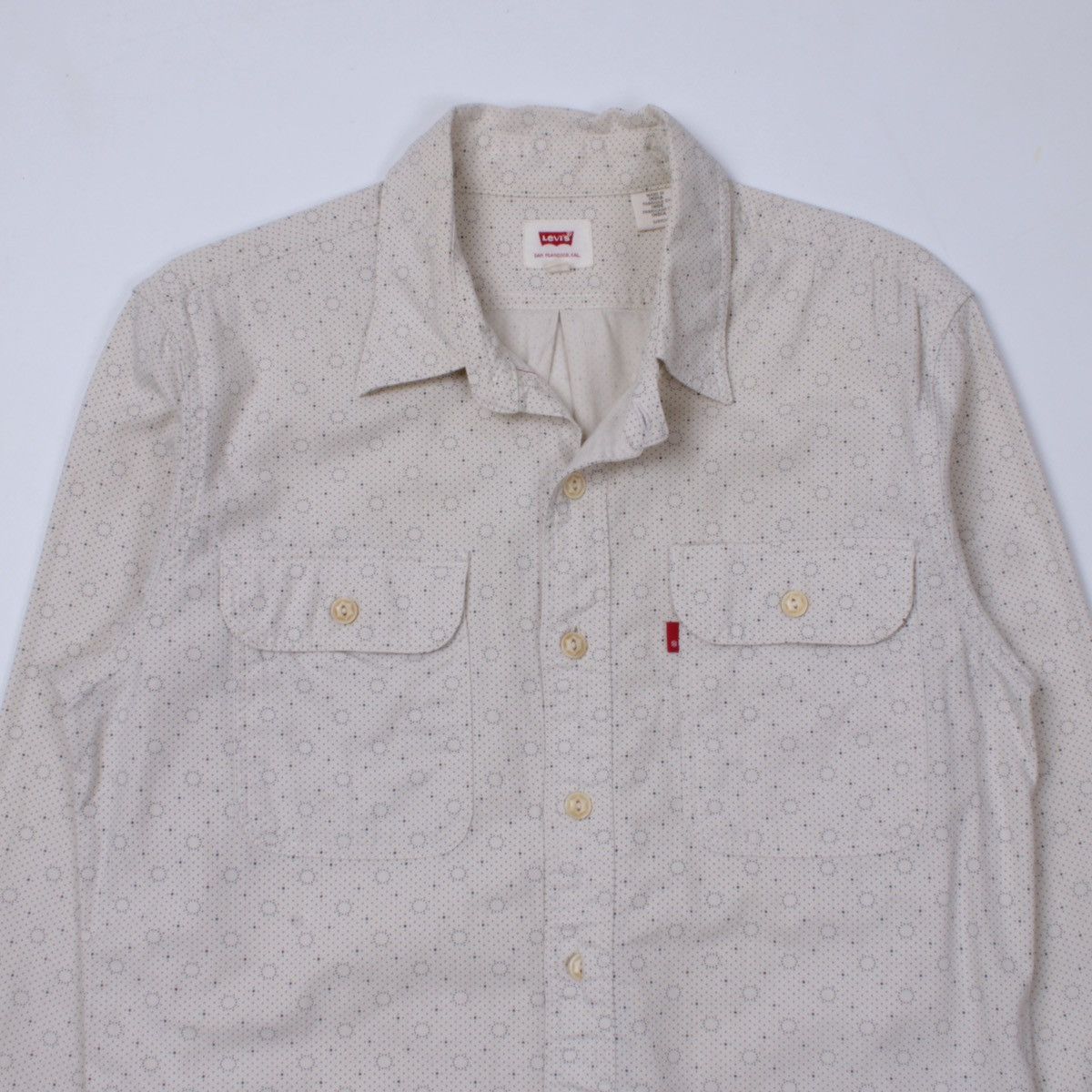 Levi's LEVIS Selvedge Cream Geometric Polkadot Long Sleeve Shirt Size US S / EU 44-46 / 1 - 5 Thumbnail