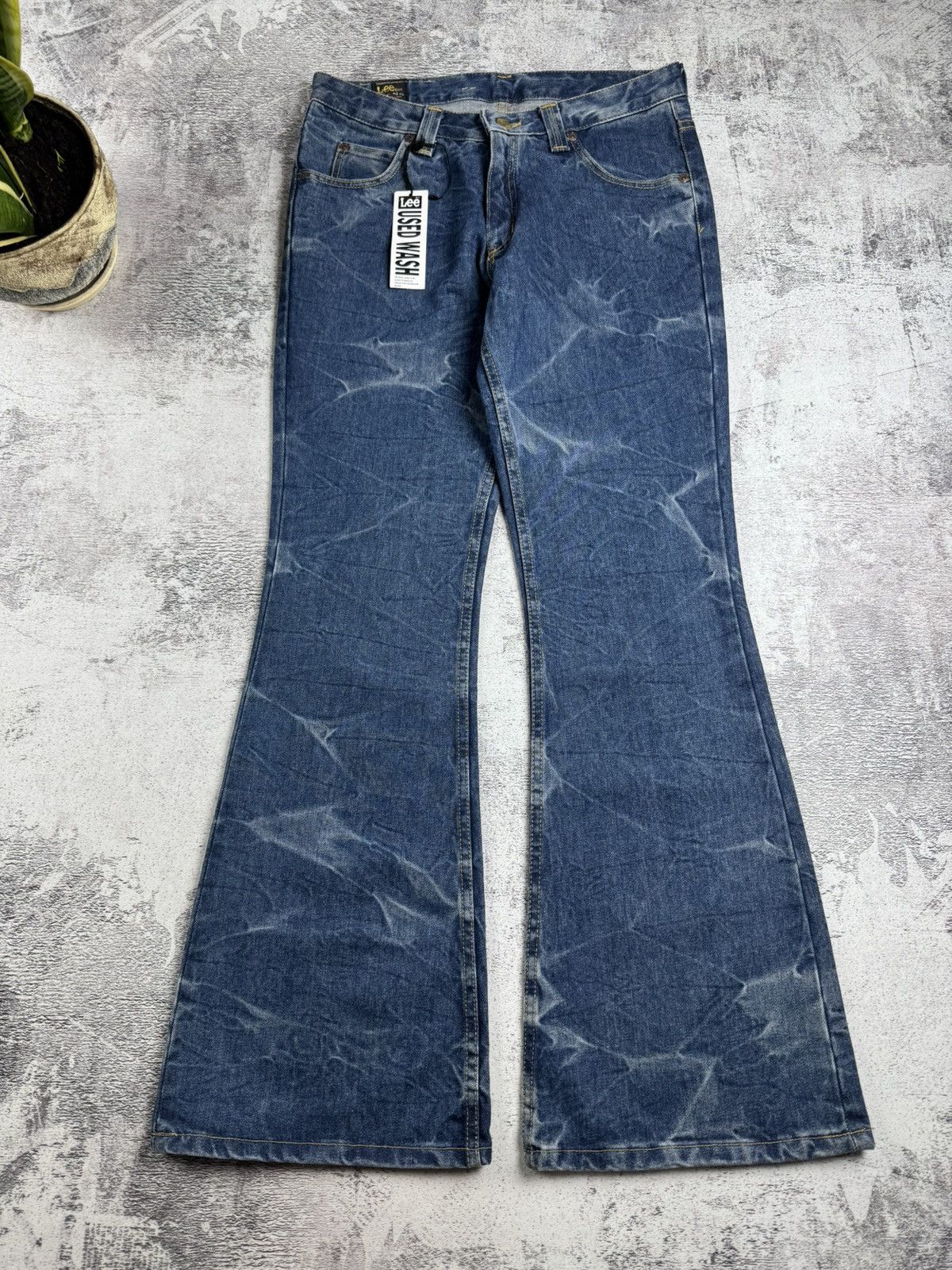Lee Lee Felton Icon Wrinkles NEW Flare Washed Y2K Faded 12 Size Denim Jeans Trousers Size 32" / US 10 / IT 46 - 15 Thumbnail