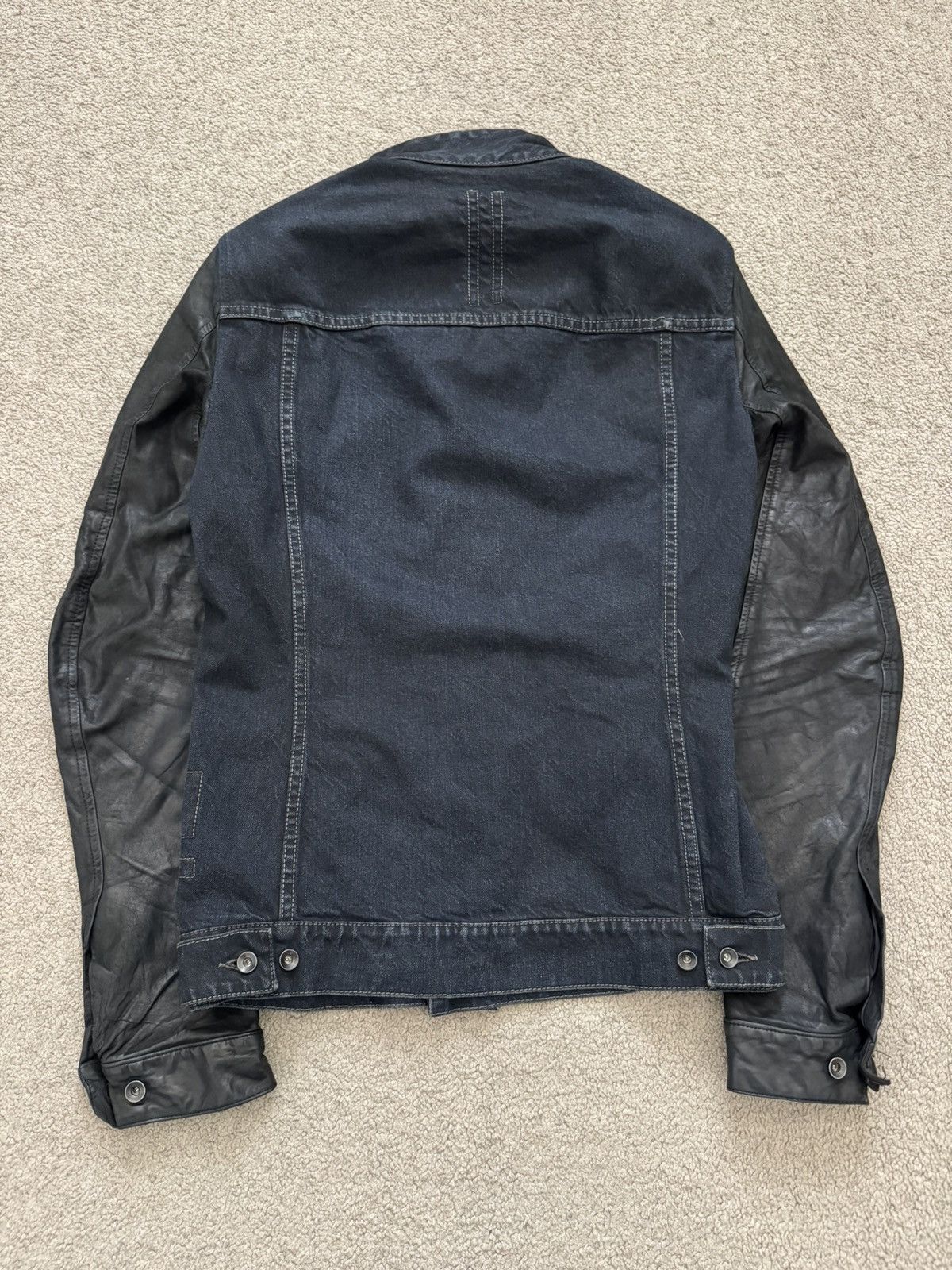 Rick Owens Drkshdw 2010s Rick Owens DRKSHDW Leather Sleeves Slave Denim Jacket Size US S / EU 44-46 / 1 - 10 Thumbnail