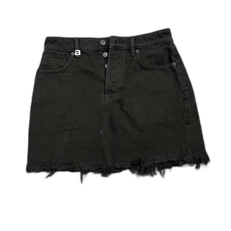 Alexander Wang Alexander Wang Black Denim Fringed Mini Skirt Size 22" - 1 Thumbnail