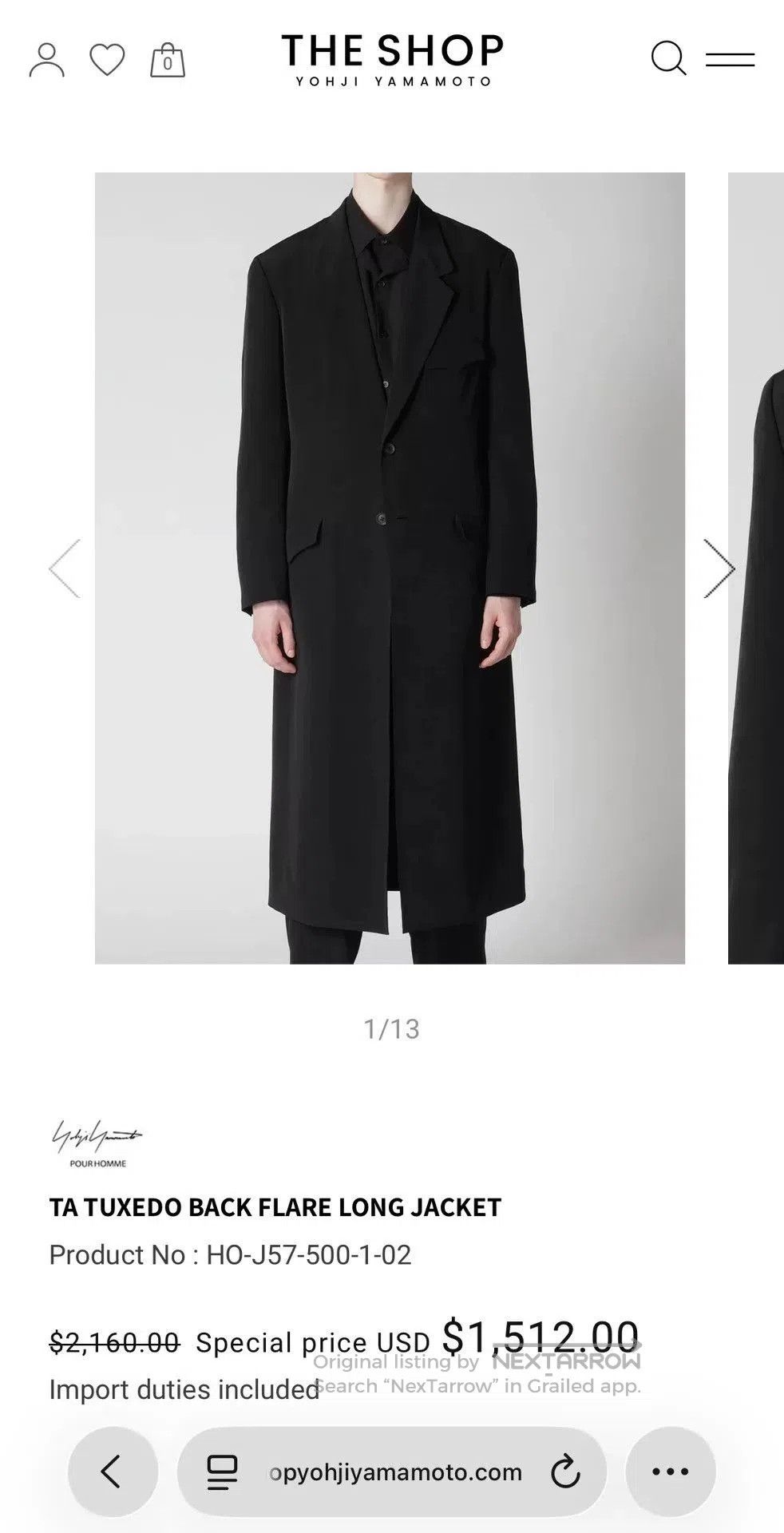 Yohji Yamamoto elegant black tailcoat with pleated design. Size M / US 6-8 / IT 42-44 - 4 Thumbnail