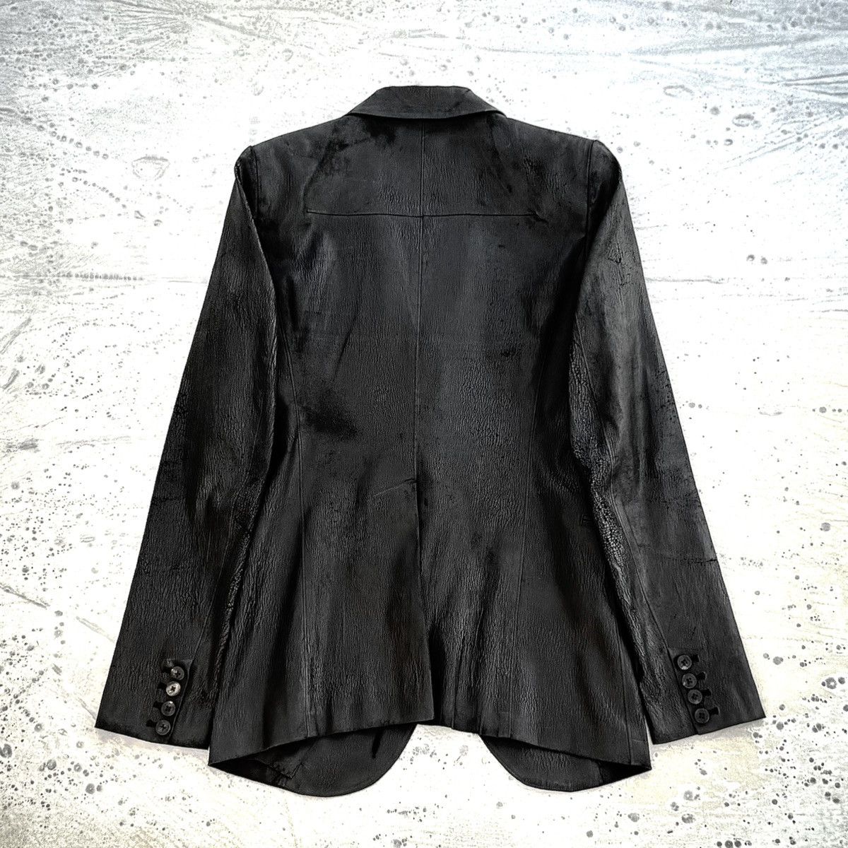 14th Addiction × Japanese Brand × Le Grande Bleu (L.G.B.) LGB - Late 00s Crack Coating "Back Cross" Blazer Size 46S - 3 Thumbnail