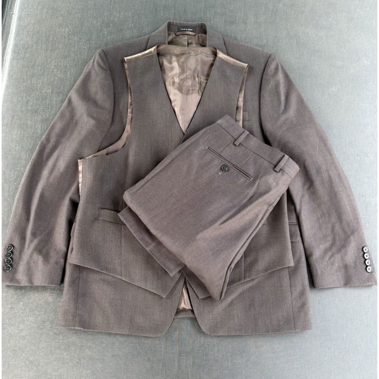 Ralph Lauren Ralph Lauren Suit 3 Piece Brown Wool 42R 2-Button Single-Breasted Jacket/Blazer/Vest/Pants 36x29 Mens Reg Professionals Wedding Size 42R - 2 Thumbnail