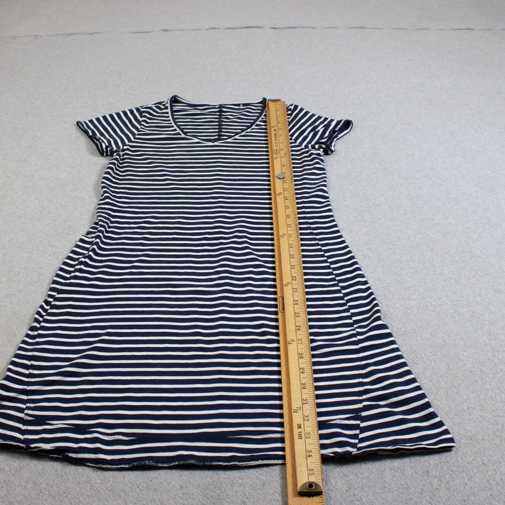 Toad&Co Toad&Co Dress Women M Blue Stripe V Neck Jersey Organic Cotton T-Shirt Dress Casual Size M / US 6-8 / IT 42-44 - 5 Thumbnail