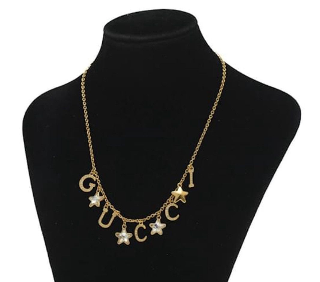 Gucci Gucci Script Star Detail Crystal Stone Necklace Metal Size ONE SIZE - 9 Thumbnail