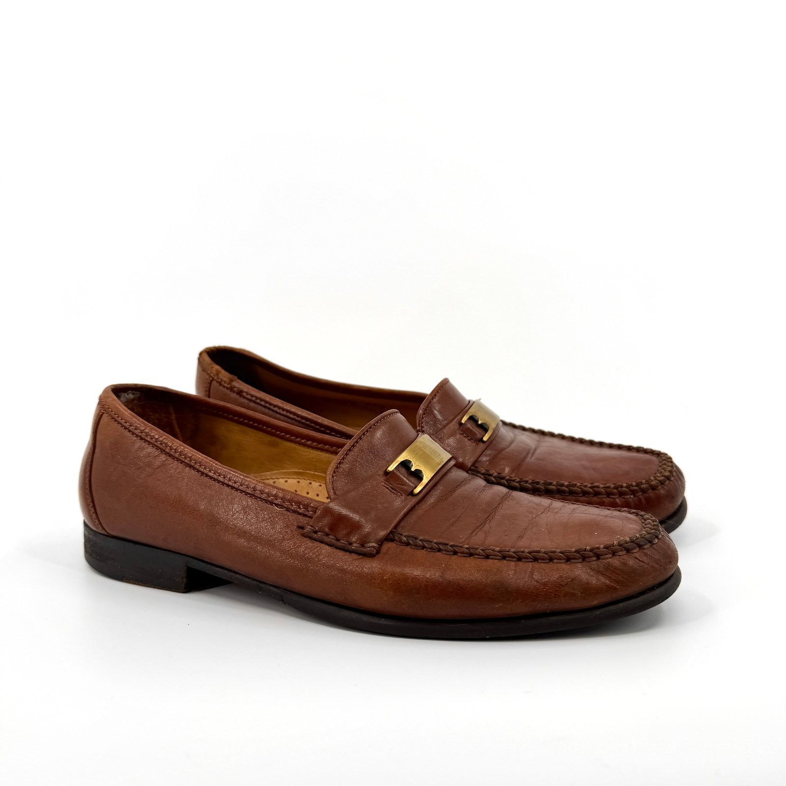 Bally Vintage 80s Italian Brown Leather Ruvera Gold Bit Loafers Size US 6.5 / EU 39-40 - 2 Thumbnail