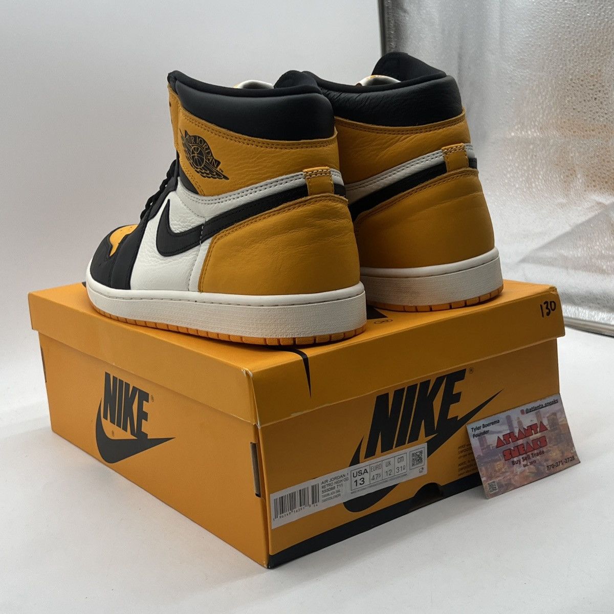 Nike Air Jordan 1 high yellow toe Size US 13 / EU 46 - 4 Thumbnail