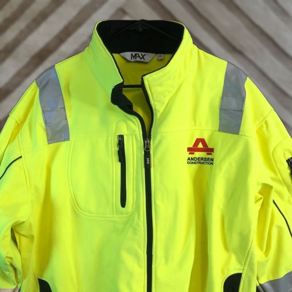 Vintage Max Mens Jacket Yellow Black Andersen Construction Workwear PPE 2XL Bomber Zip Polyester Full Zip Big & Tall Mens Jacket Size US XXL / EU 58 / 5 - 1 Thumbnail