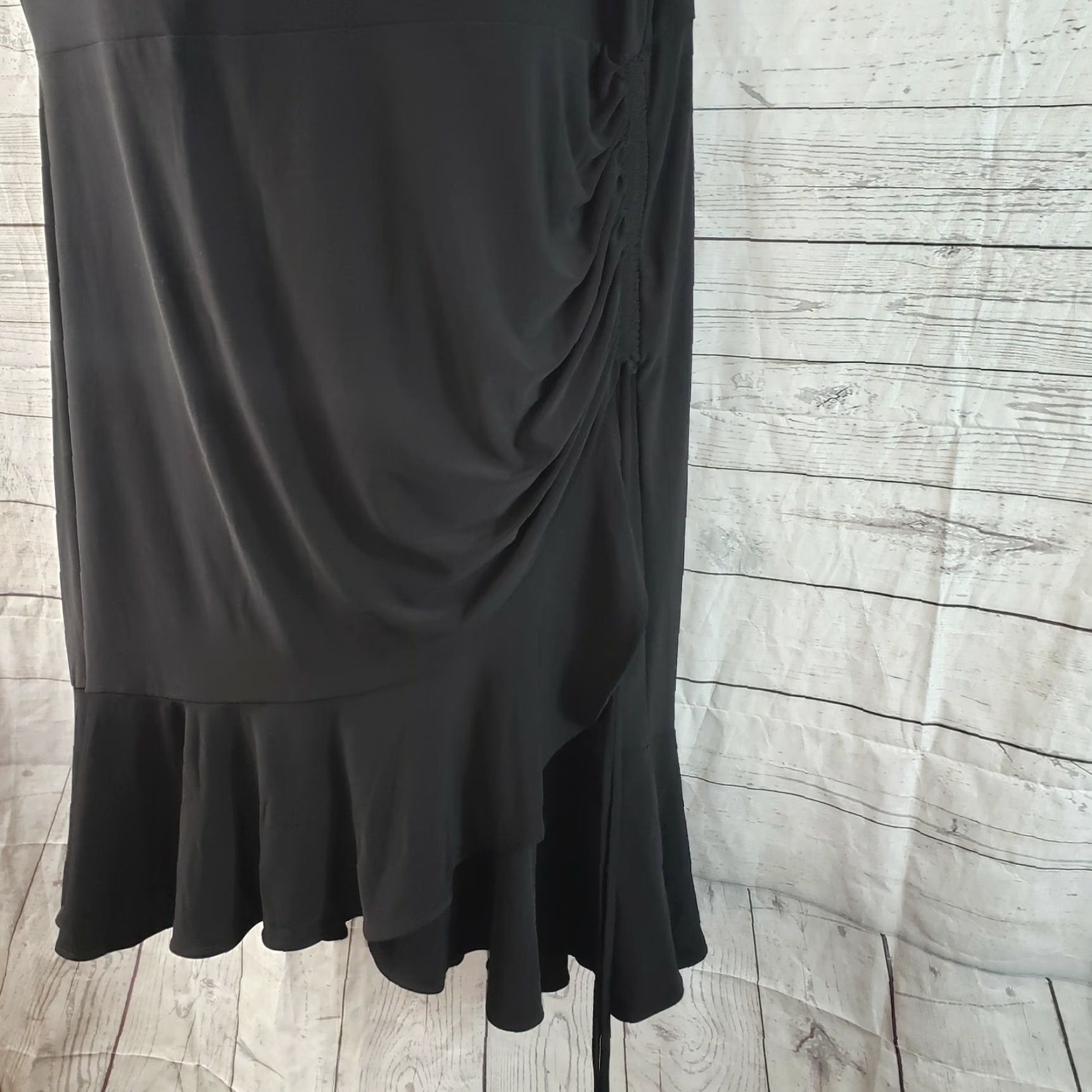 Vintage VINTAGE? No: Lane Bryant Womens Dress Sz 22/24 Solid Black Sleeveless Ruffle Hem Size 3XL / US 20-22 - 3 Thumbnail