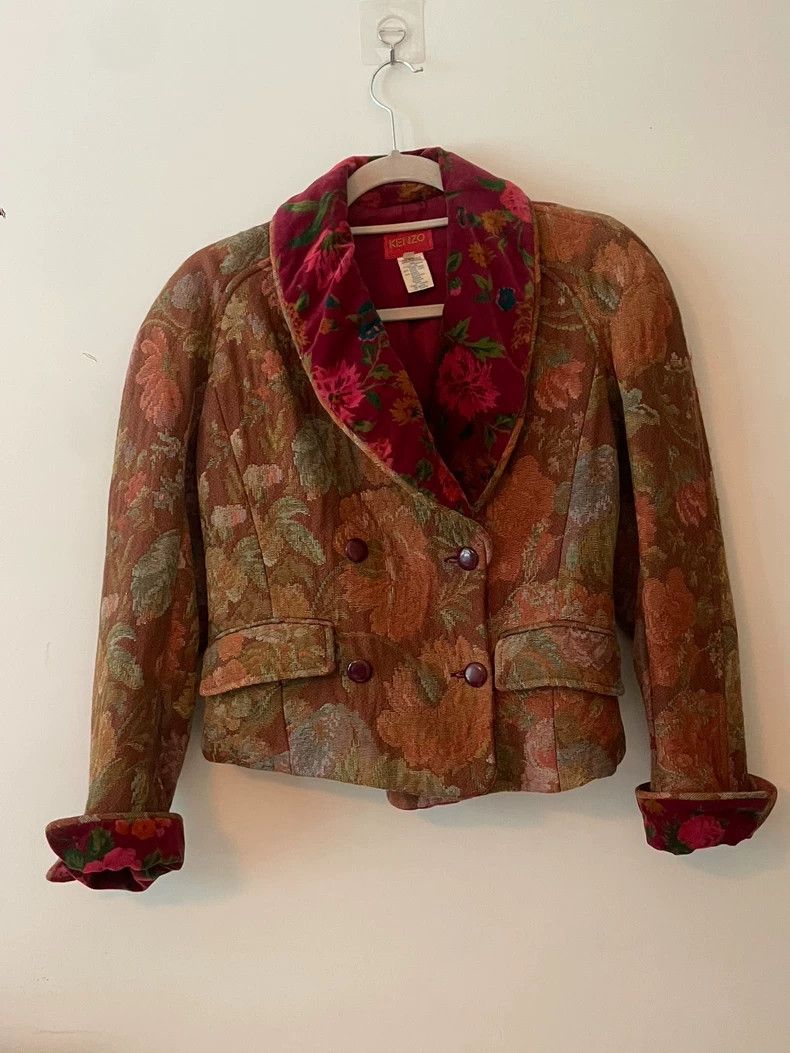 KENZO Linen and floral velvet waistcoat