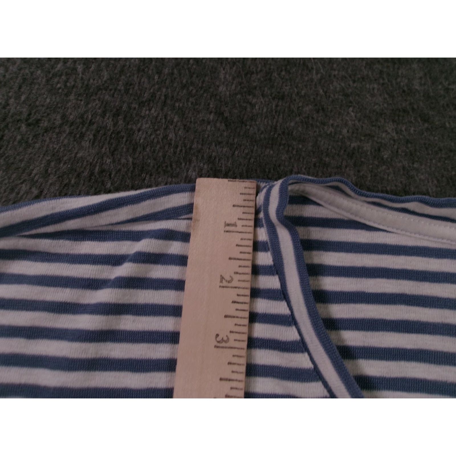 Vintage Silverwear Knit Top Blouse L V-Neck 3/4 Sleeve Striped Pocket Blue White Cotton Blend Womens Clothing Size L / US 10 / IT 46 - 4 Thumbnail