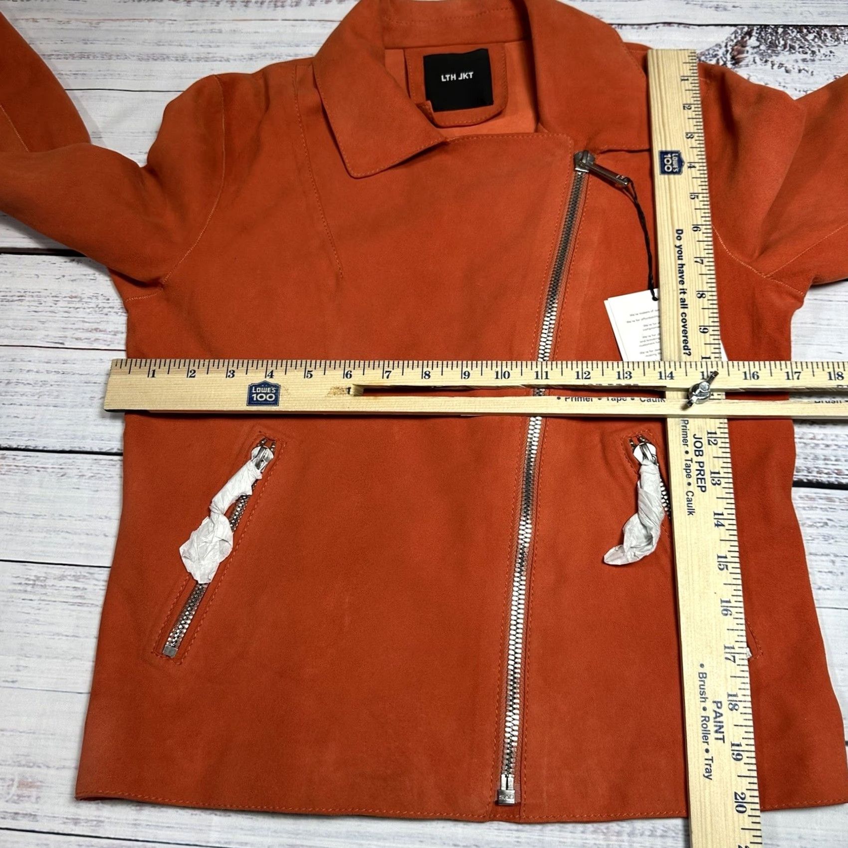 Vintage VINTAGE LTH JKT Orange Suede Leather Moto Biker Jacket Womens M Flaws Sz M Zipper Leather Suede 90s Womens Size M / US 6-8 / IT 42-44 - 2 Thumbnail