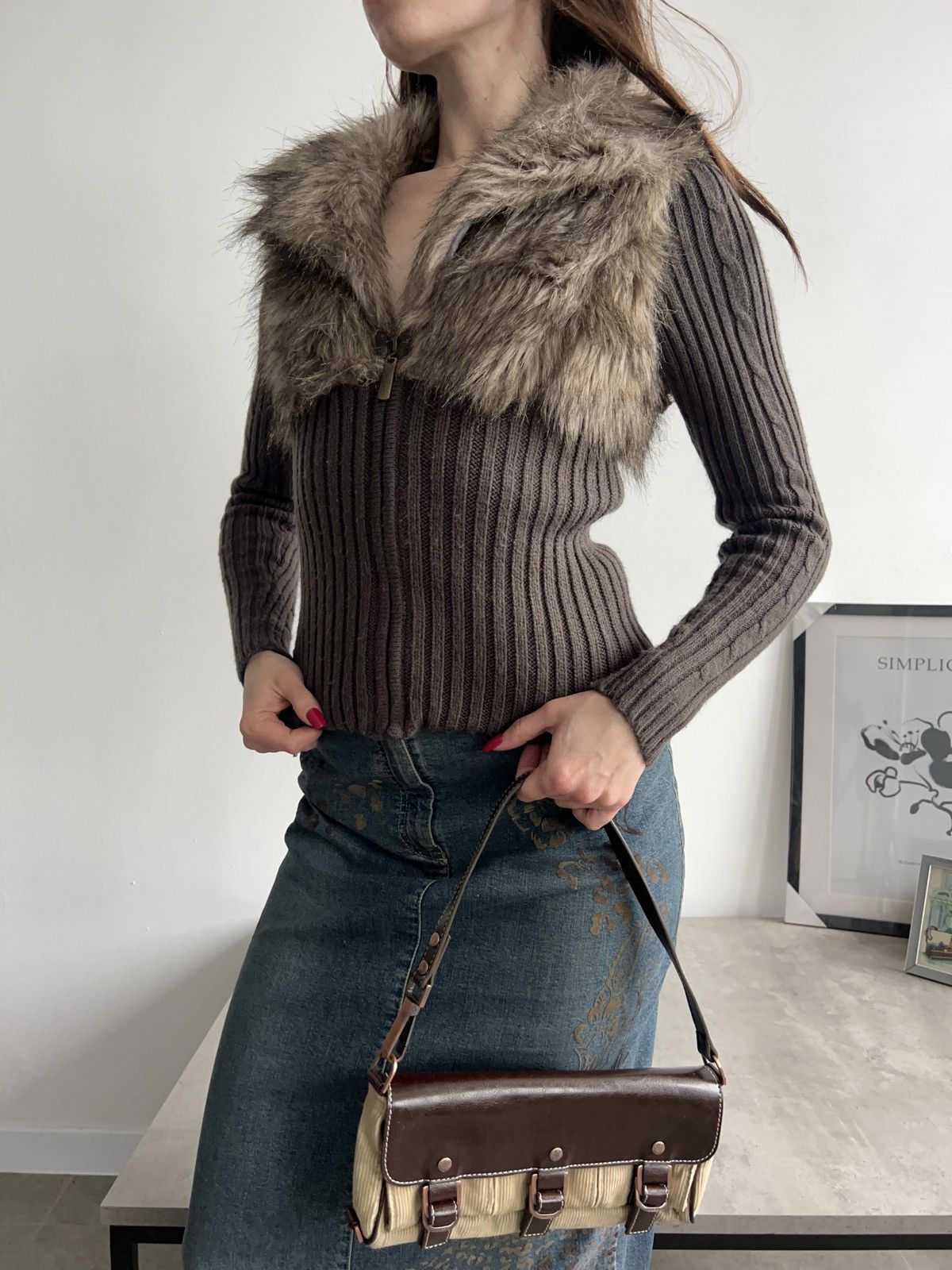 Vintage Beautiful Far Faux Zip Sweater Y2K Avant Garde Size XS / US 0-2 / IT 36-38 - 5 Thumbnail