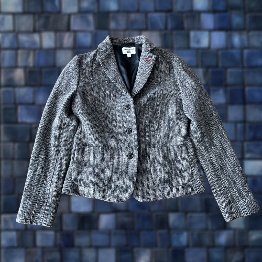 Uniqlo Uniqlo Blazer Womens S Tweed Herringbone Wool Blend Notch Lapel Regular Jacket Size S / US 4 / IT 40 - 1 Thumbnail