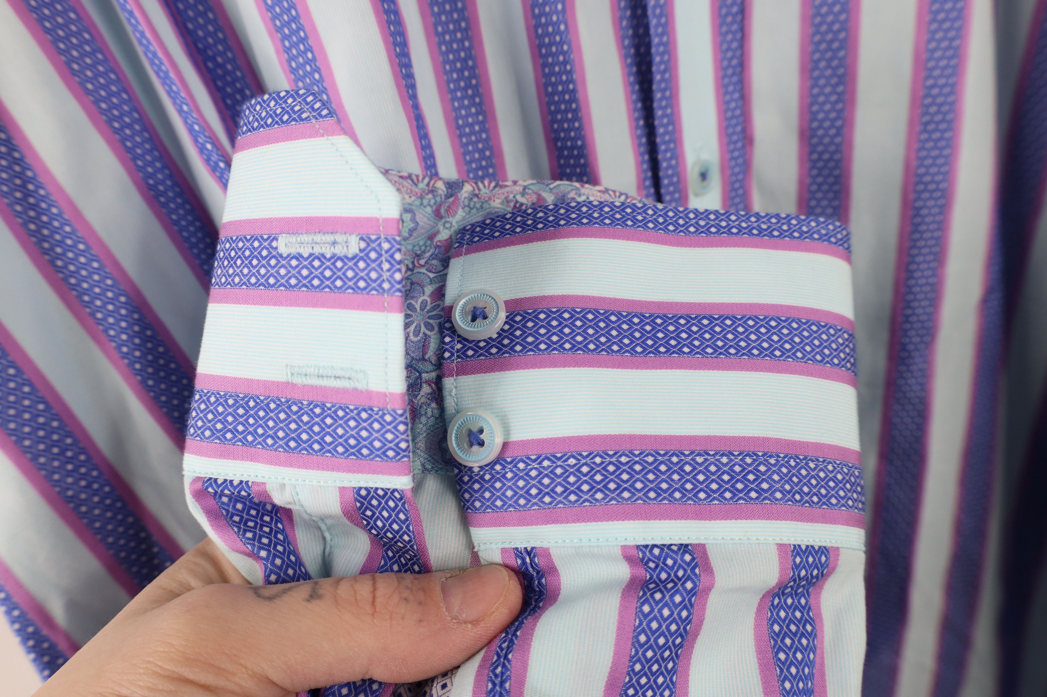 Robert Graham × Vintage Robert Graham Fit Pastel Striped Flip Cuff Button Shirt Size US XXL / EU 58 / 5 - 7 Thumbnail
