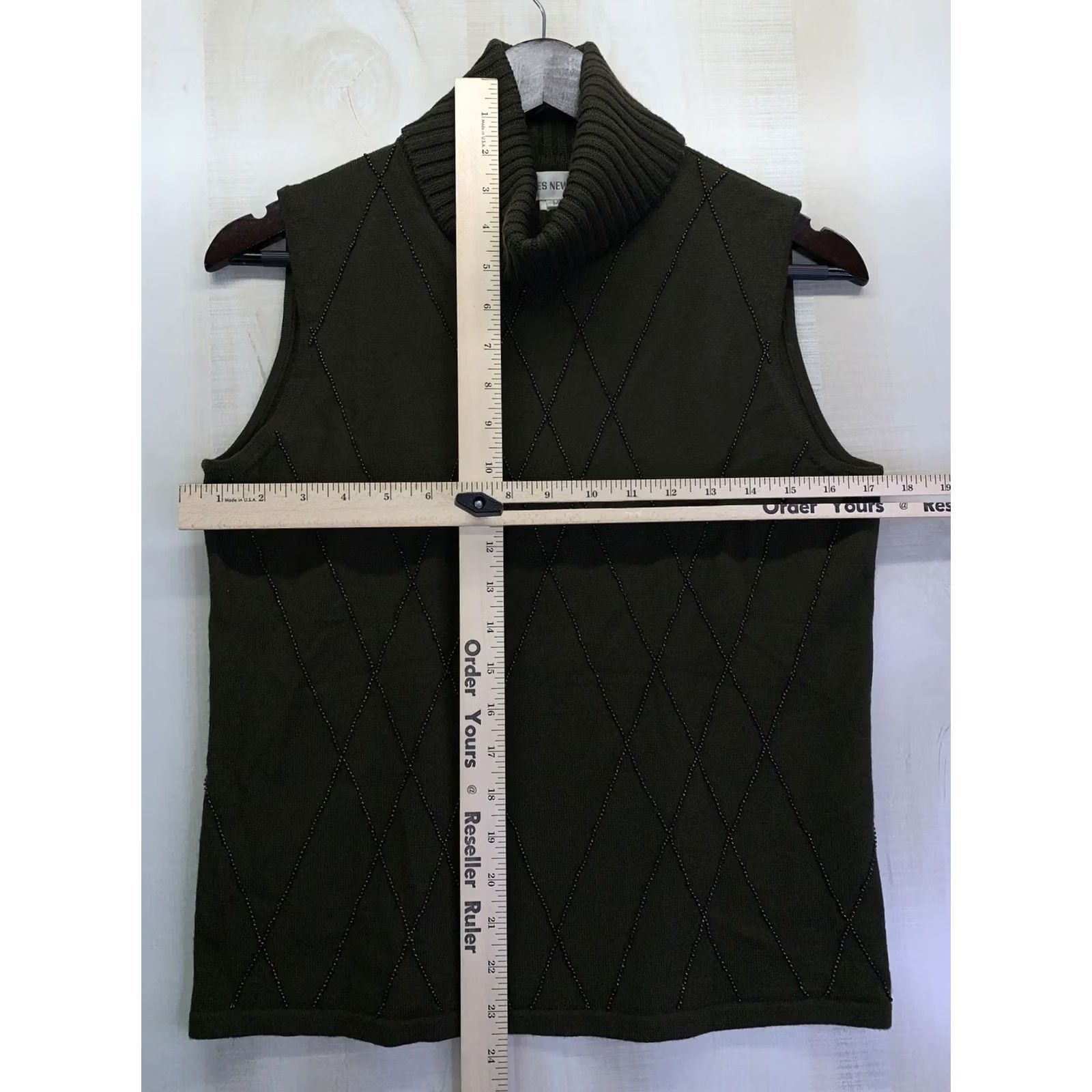 Jones New York Jones New York 100% Merino Wool Beaded Cowl Neck Sweater Tank-4648 Z Size M / US 6-8 / IT 42-44 - 3 Thumbnail