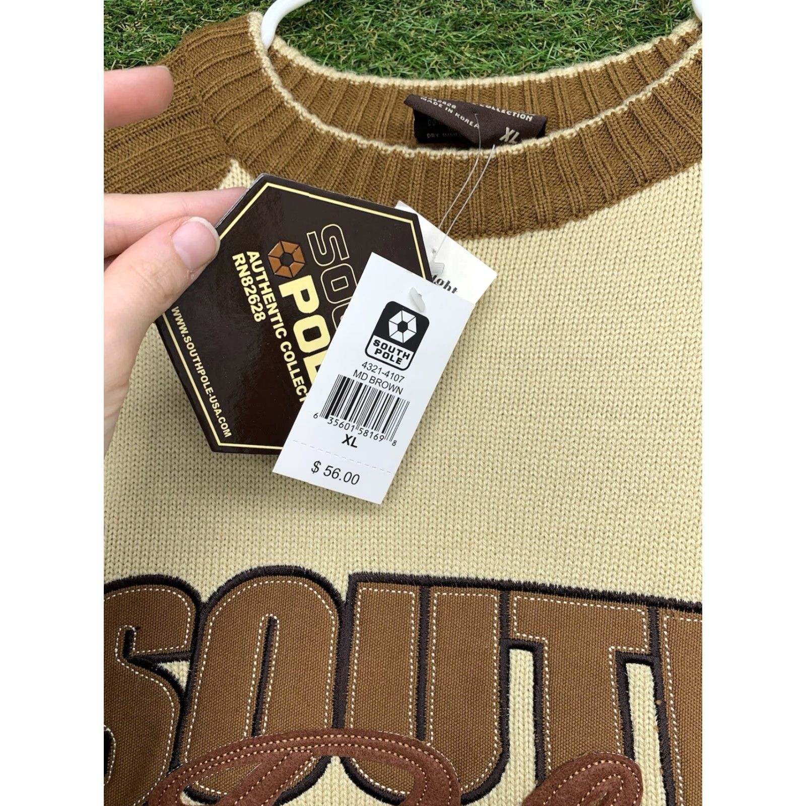 Southpole VINTAGE Southpole Sweater Shirt Men's XL Crewneck Brown - Heavyweight Knit 90s Hip Hop Logo Embroidered Pullover Size US XL / EU 56 / 4 - 6 Thumbnail