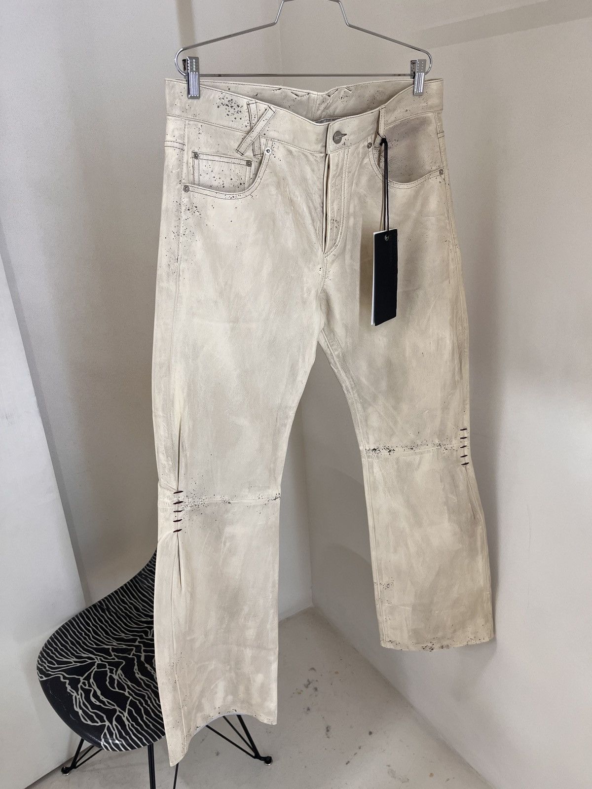 image of Enfants Riches Deprimes Erd 2024 White Painter Leather Flares, Men's (Size 36)